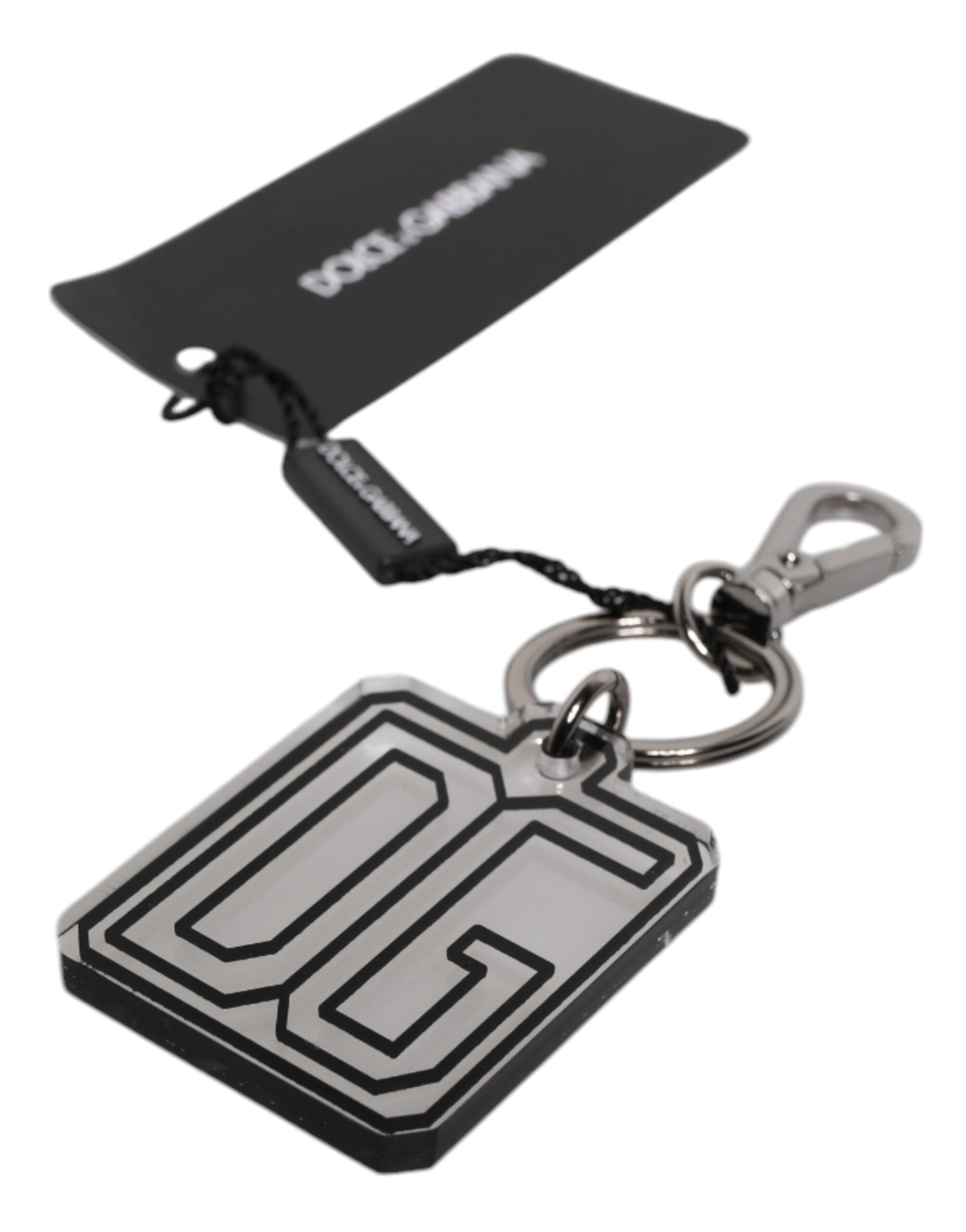 Gray Black DG Rubber Logo Silver Men's Keychain Keyring - ventzia