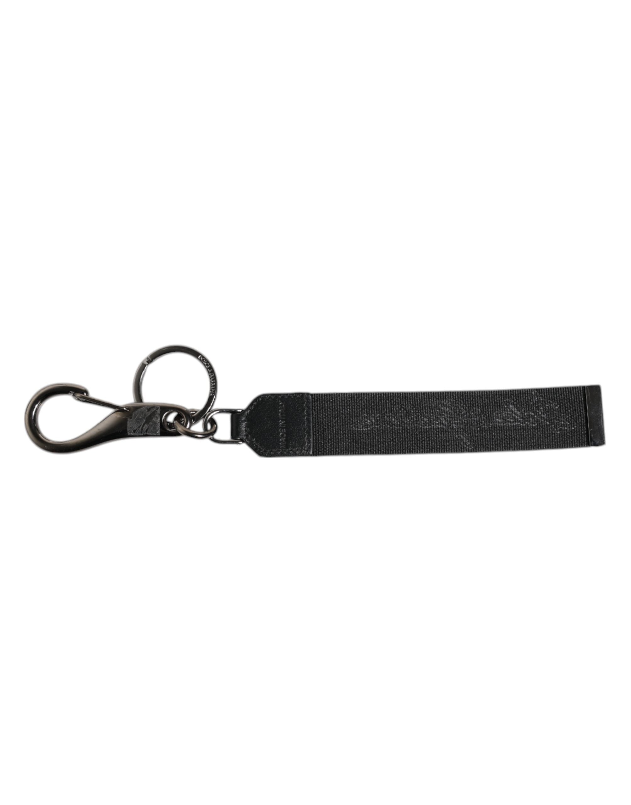 Black White DG Logo Silver Men Keychain Polyester Keyring - ventzia