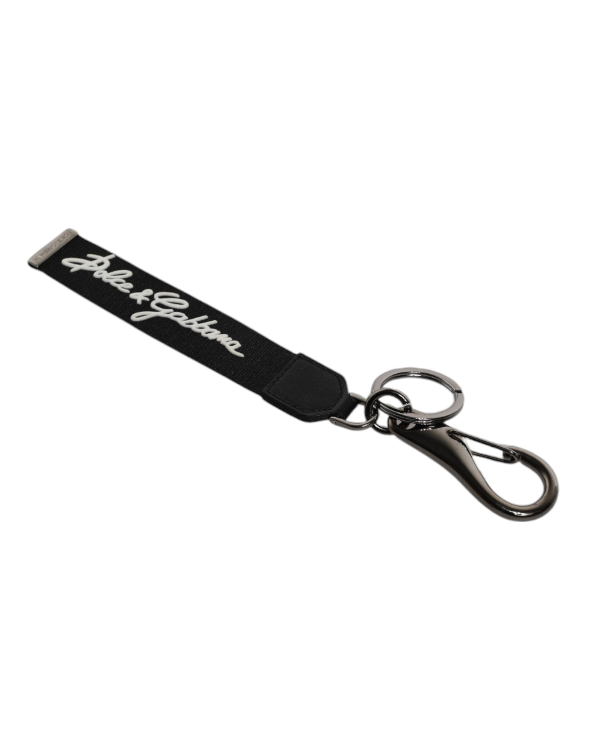Black White DG Logo Silver Men Keychain Polyester Keyring - ventzia