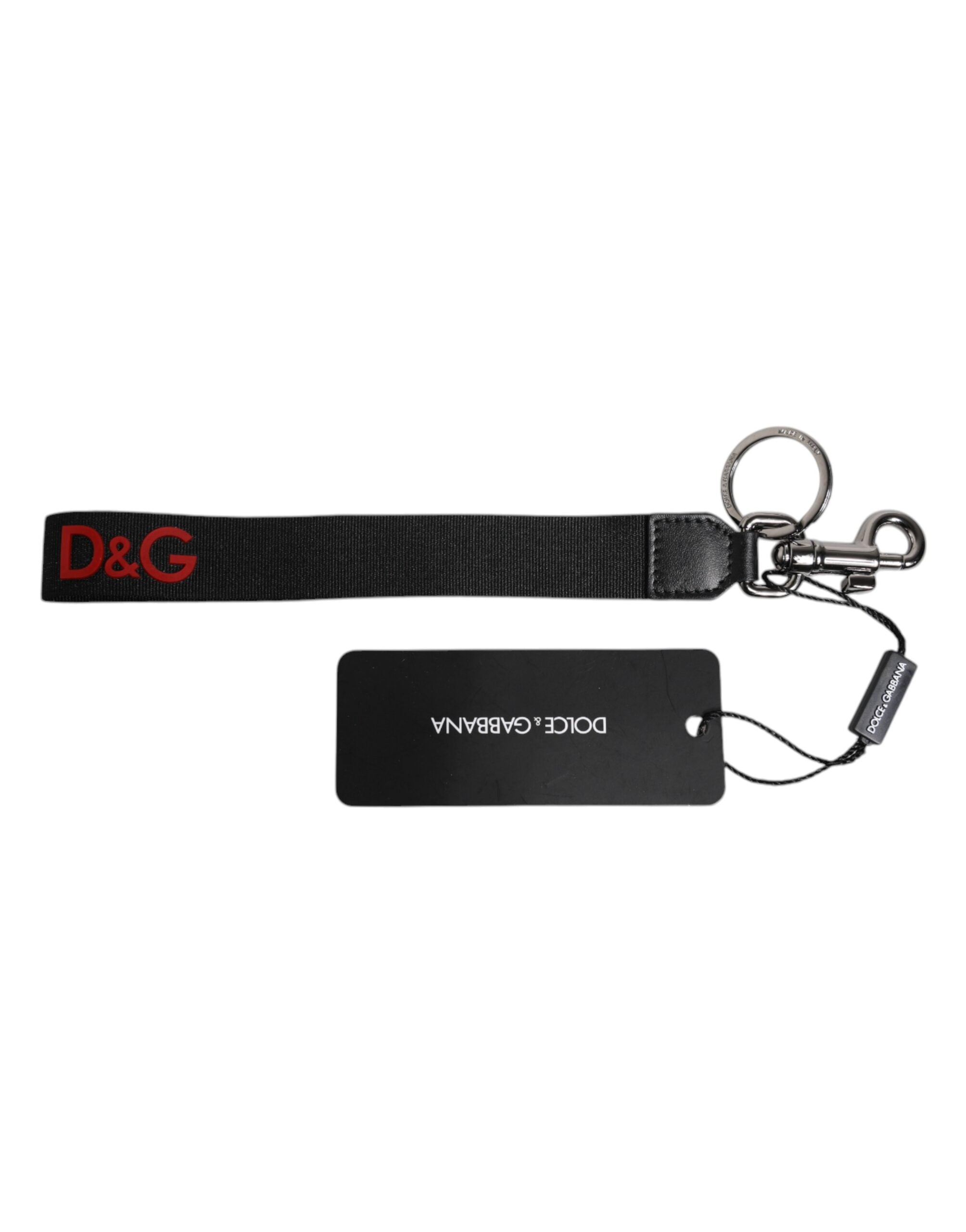 Black Logo Nylon Silver Brass Men Holder Keychain Keyring - ventzia