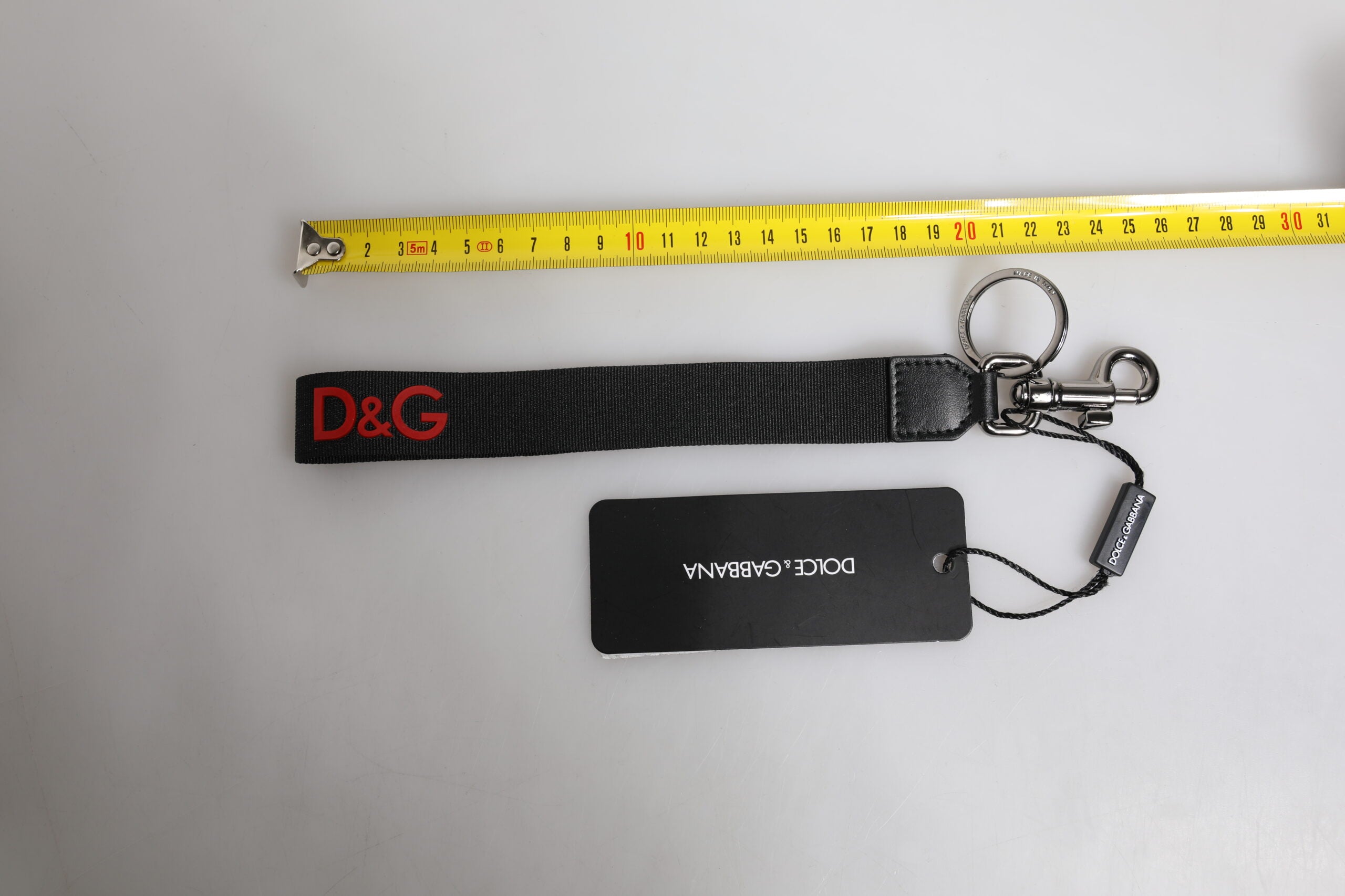 Black Logo Nylon Silver Brass Men Holder Keychain Keyring - ventzia