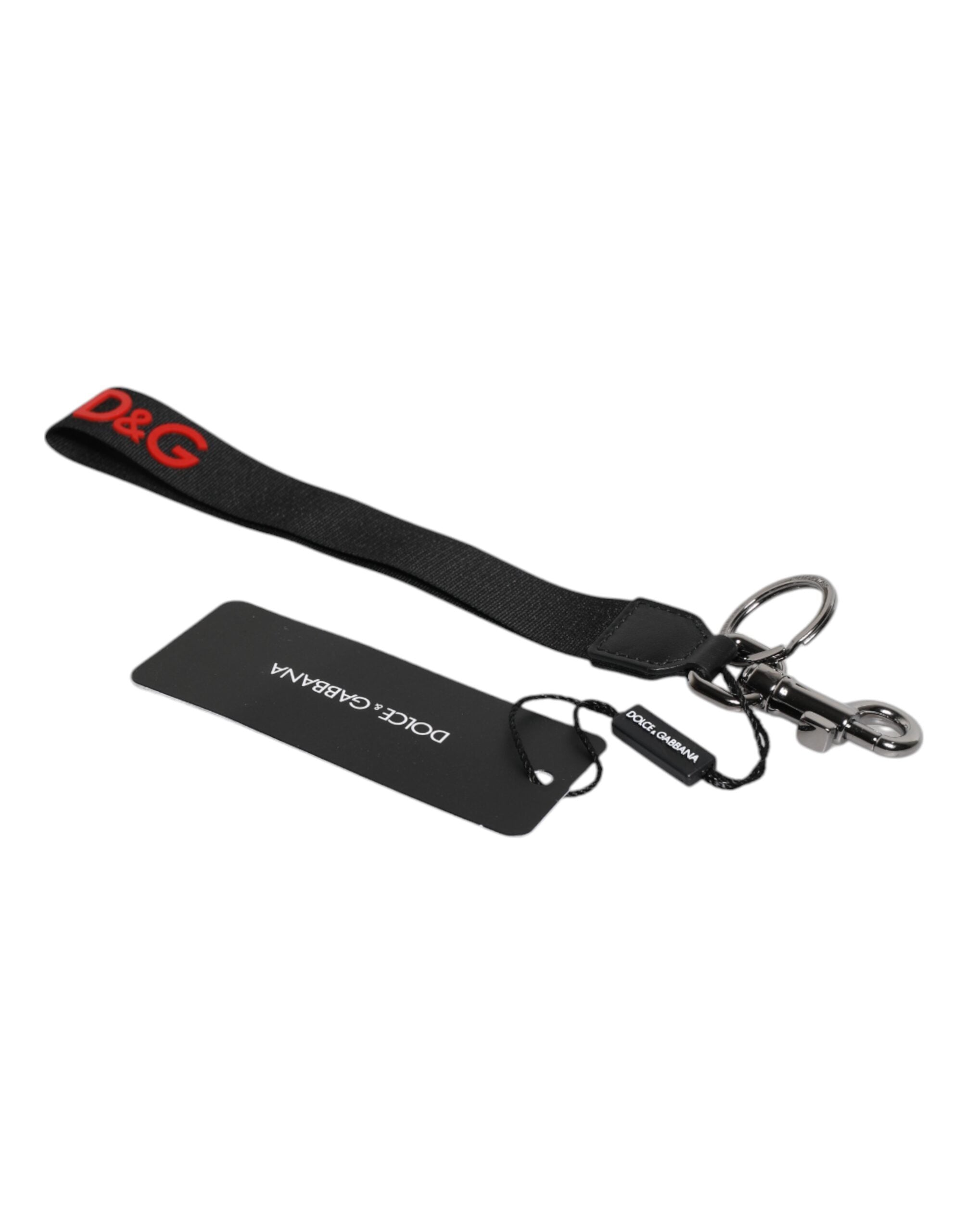 Black Logo Nylon Silver Brass Men Holder Keychain Keyring - ventzia