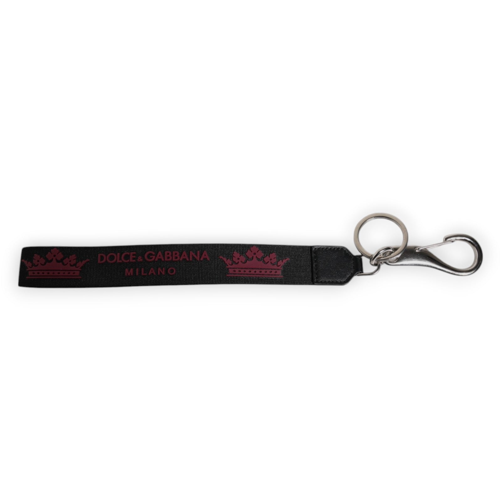Black Nylon Logo DG Crown Men's Holder Keychain Keyring - ventzia