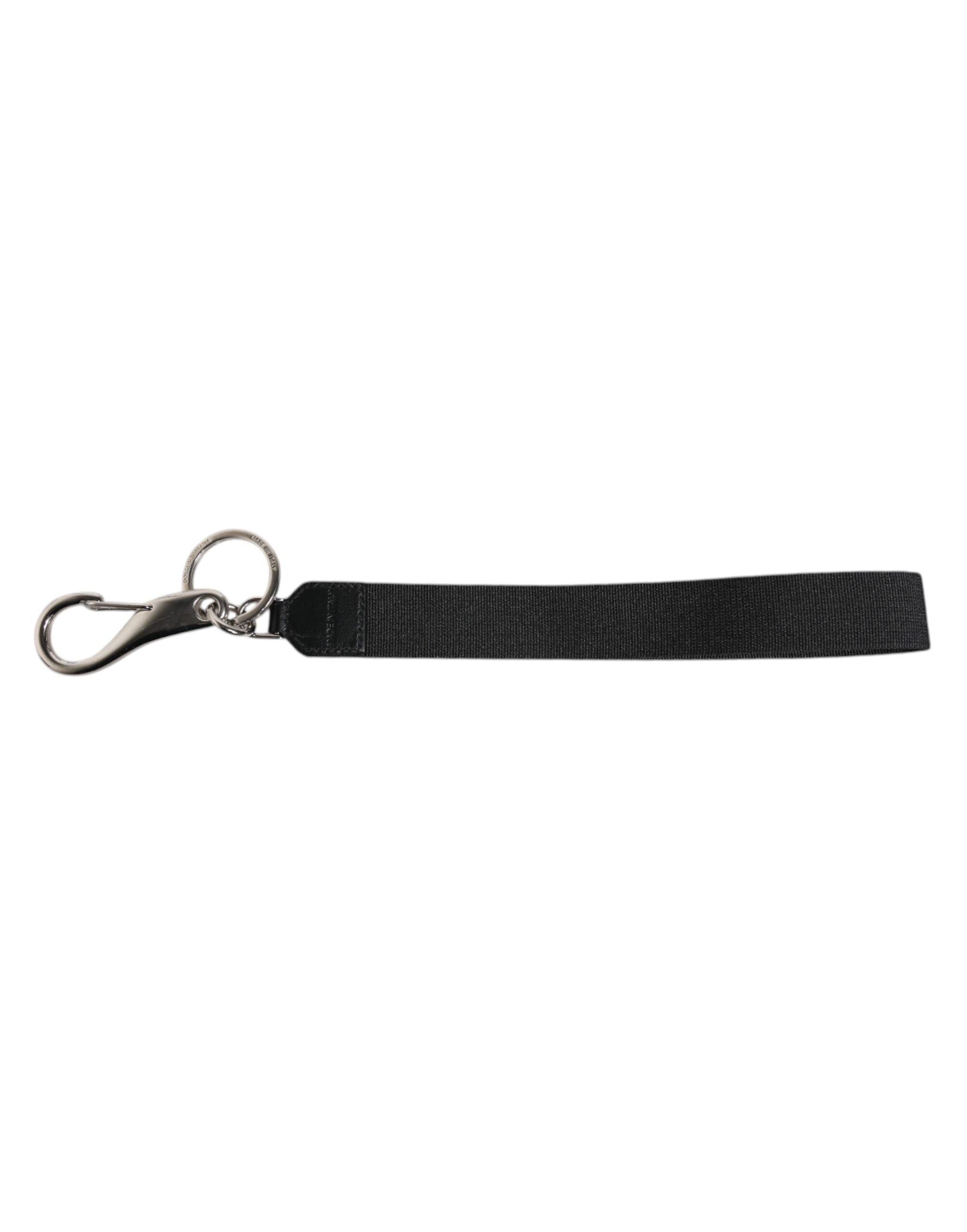 Black Nylon Logo DG Crown Men's Holder Keychain Keyring - ventzia
