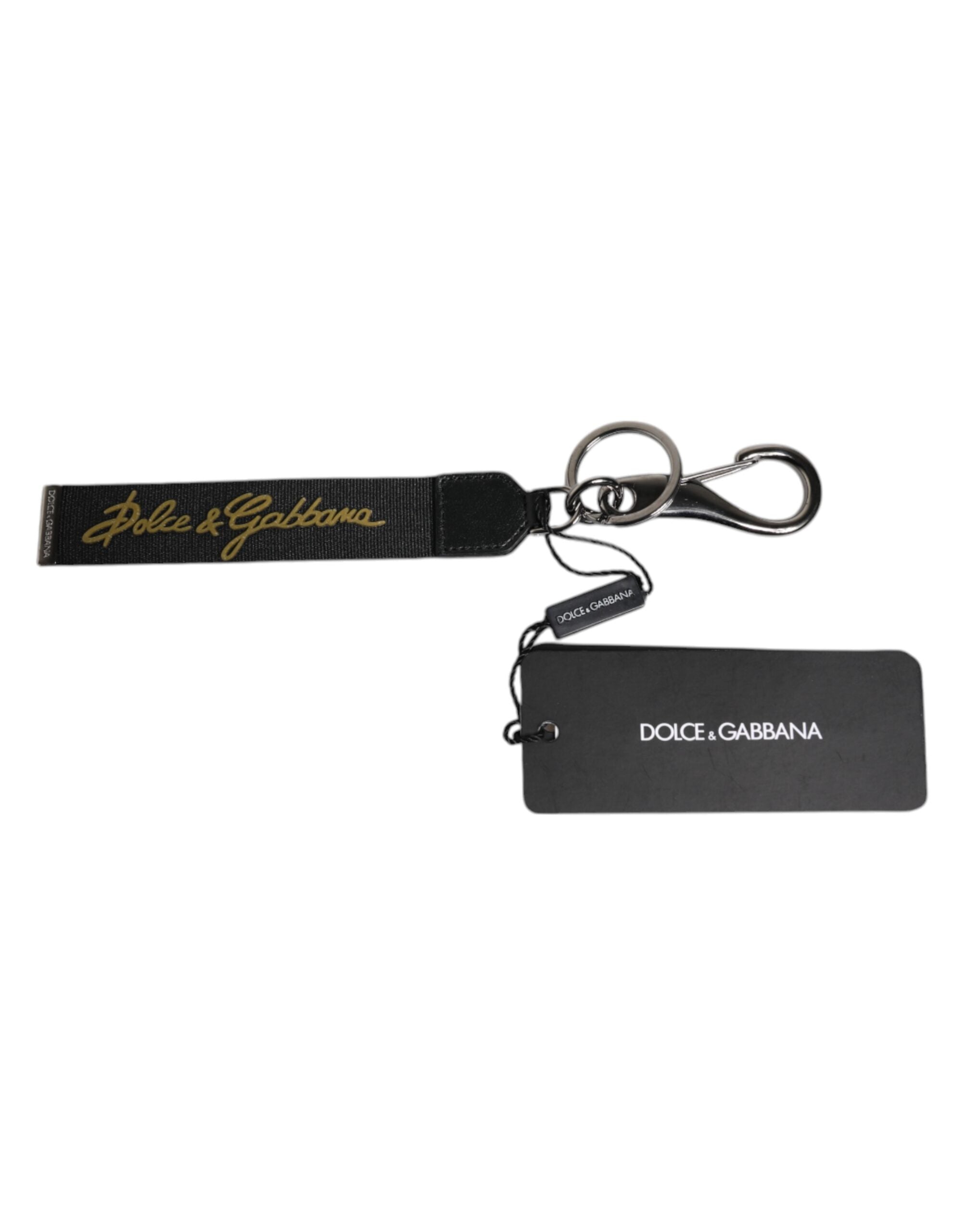 Black Logo Nylon Silver Brass Men Holder Keychain Keyring - ventzia