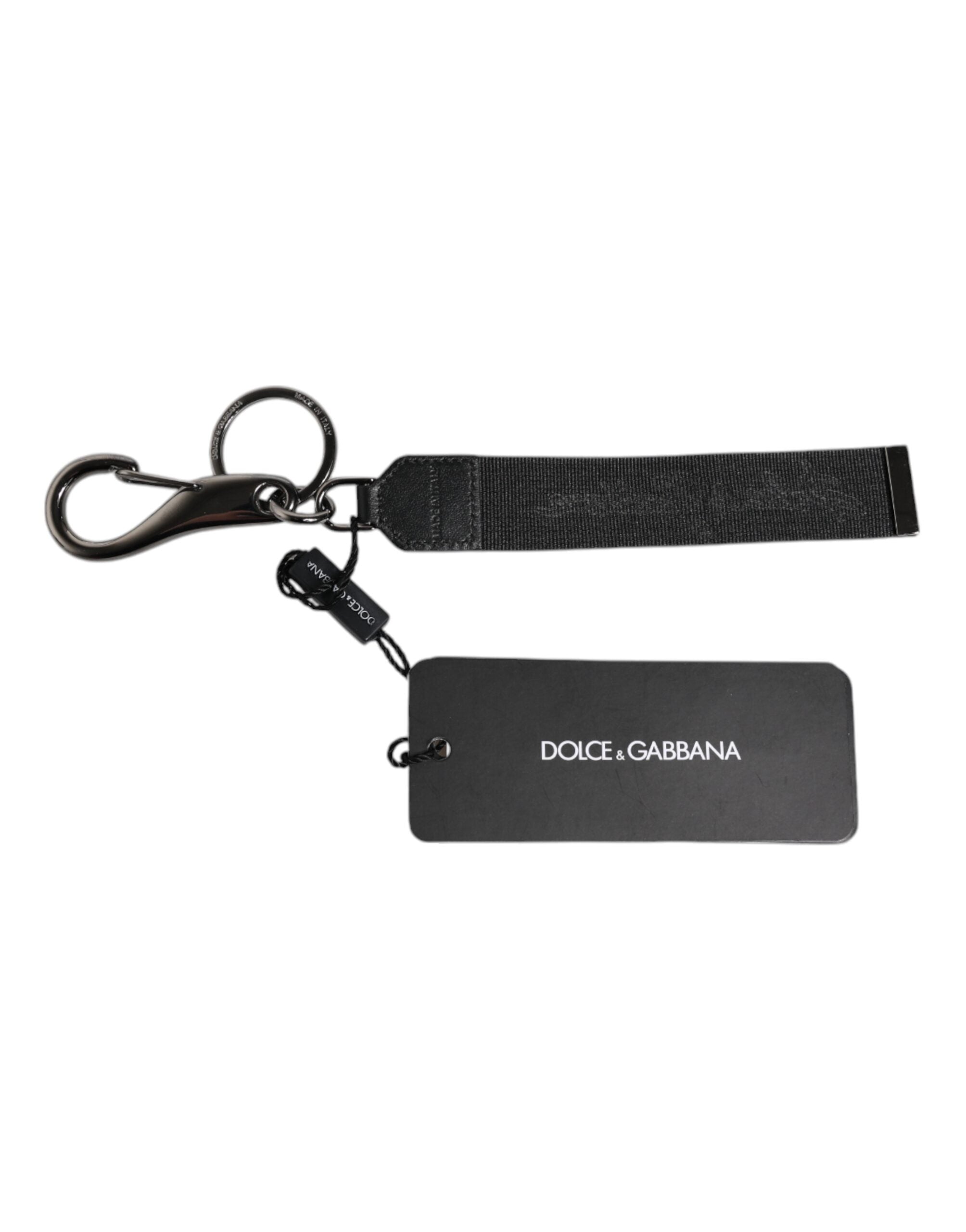 Black Logo Nylon Silver Brass Men Holder Keychain Keyring - ventzia