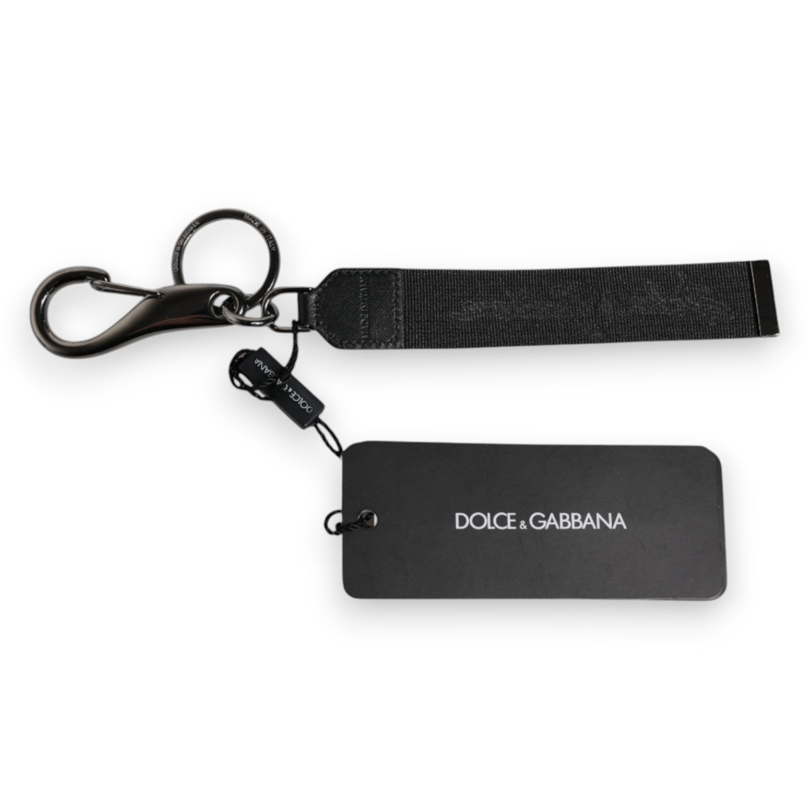 Black Logo Nylon Silver Brass Men Holder Keychain Keyring - ventzia