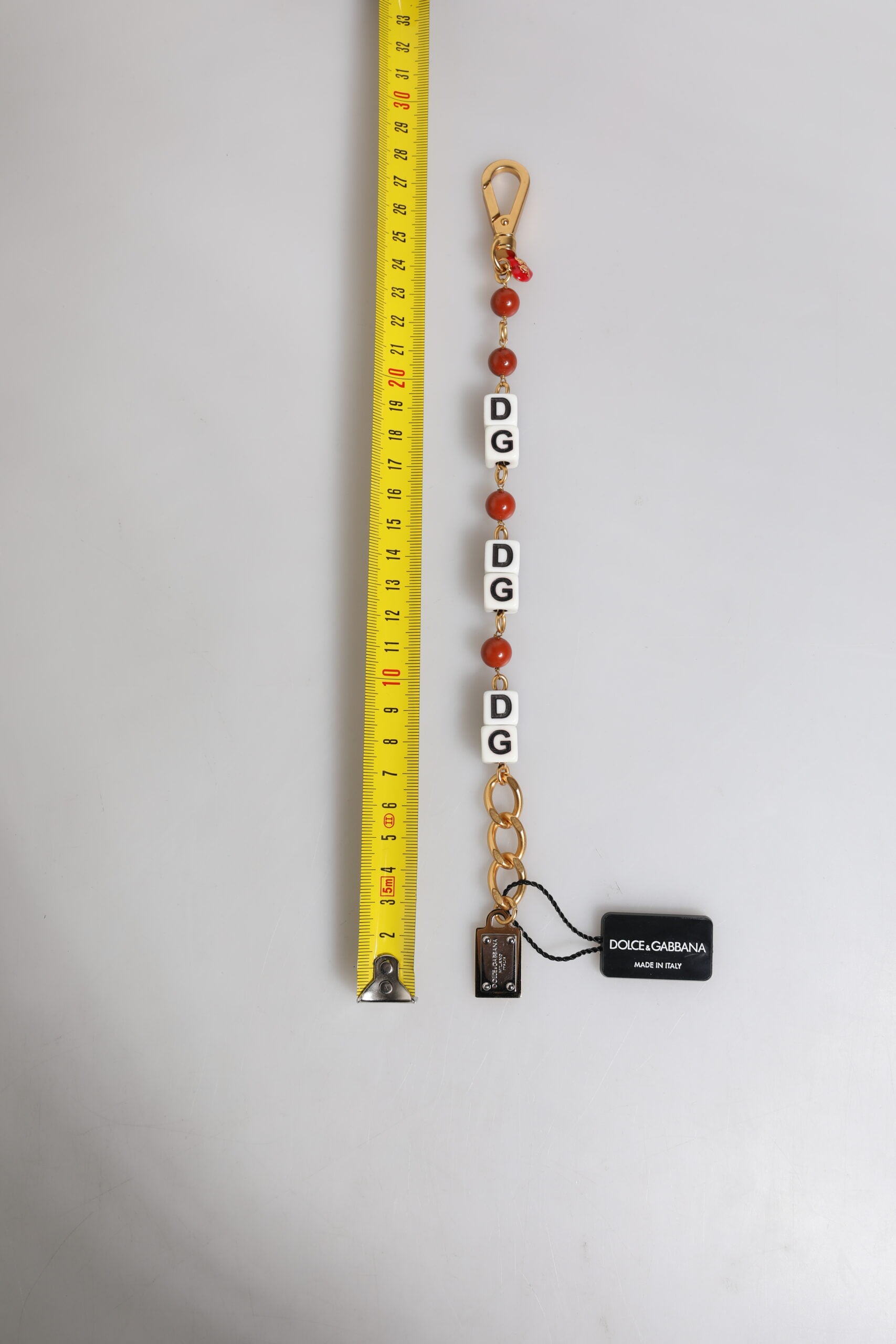 Multicolor Gold Tone Brass Chain DG Logo Dice Bracelet - ventzia