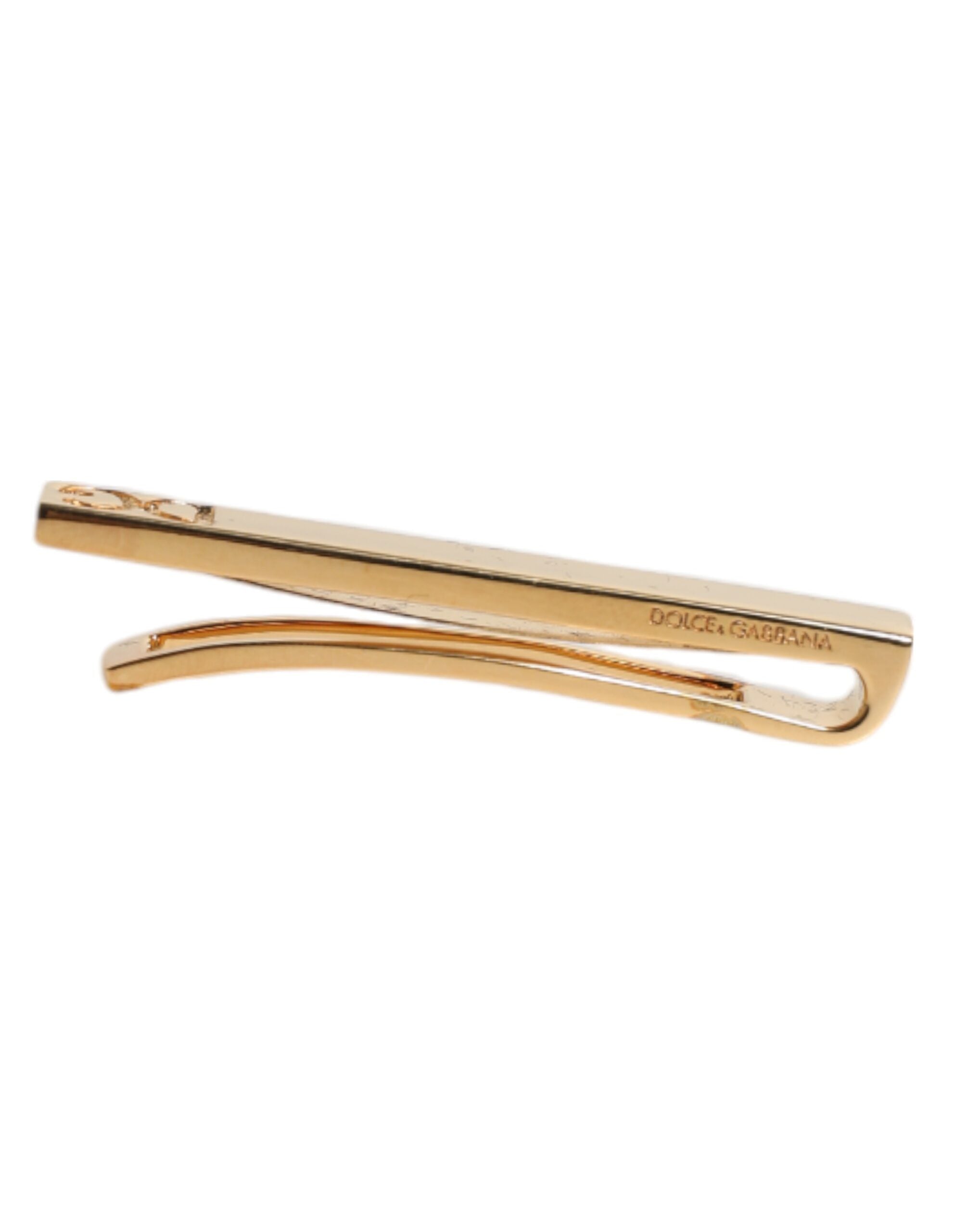 Gold Tone Brass Logo Branded Tie Clip Bar - ventzia