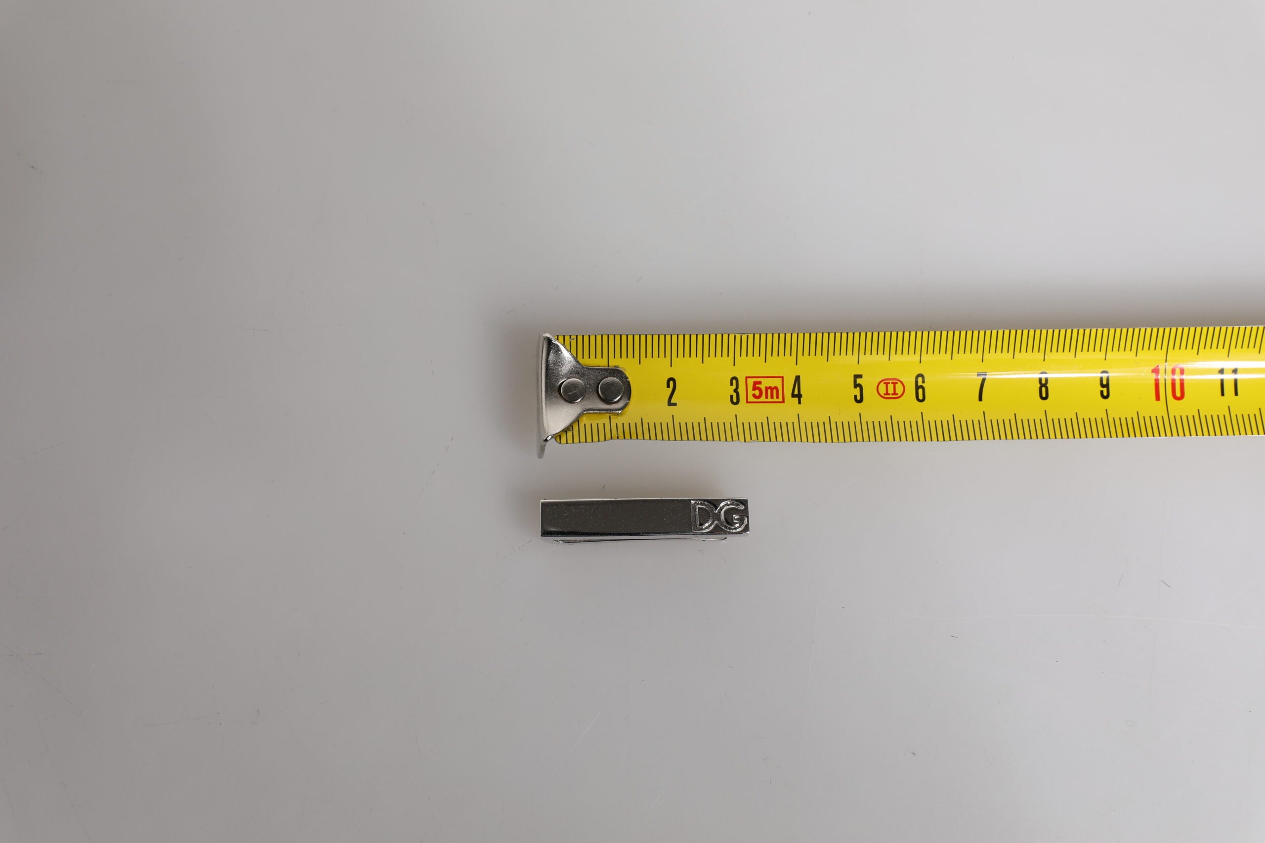 Silver Tone Brass Logo Branded Tie Clip Bar - ventzia