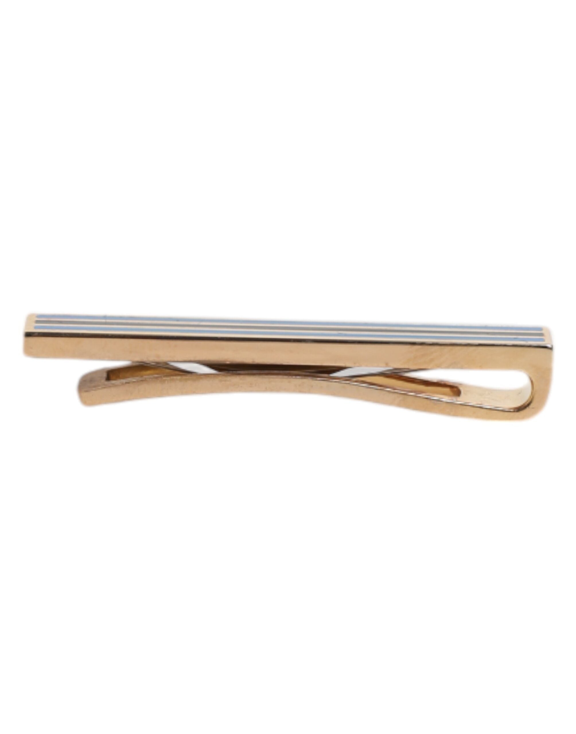 Gold Tone Brass Logo Branded Tie Clip Bar - ventzia