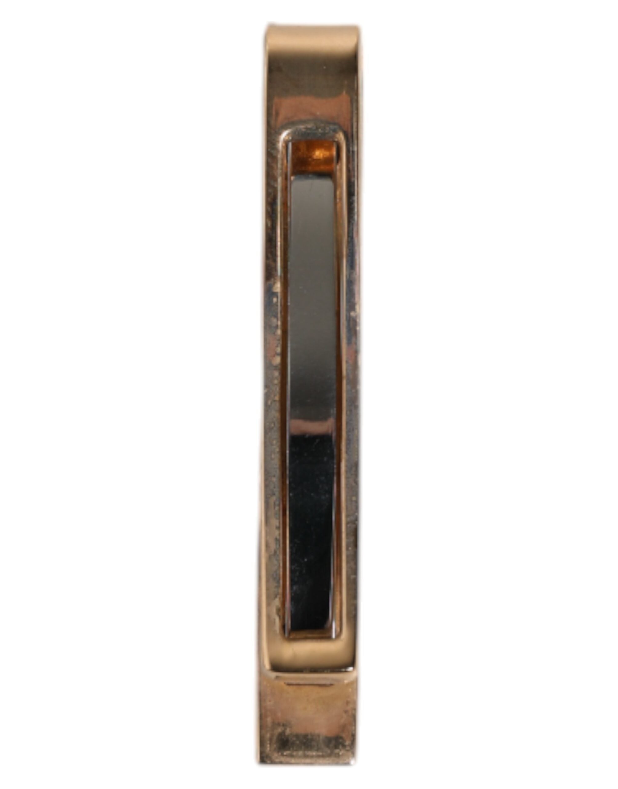 Gold Tone Brass Logo Branded Tie Clip Bar - ventzia