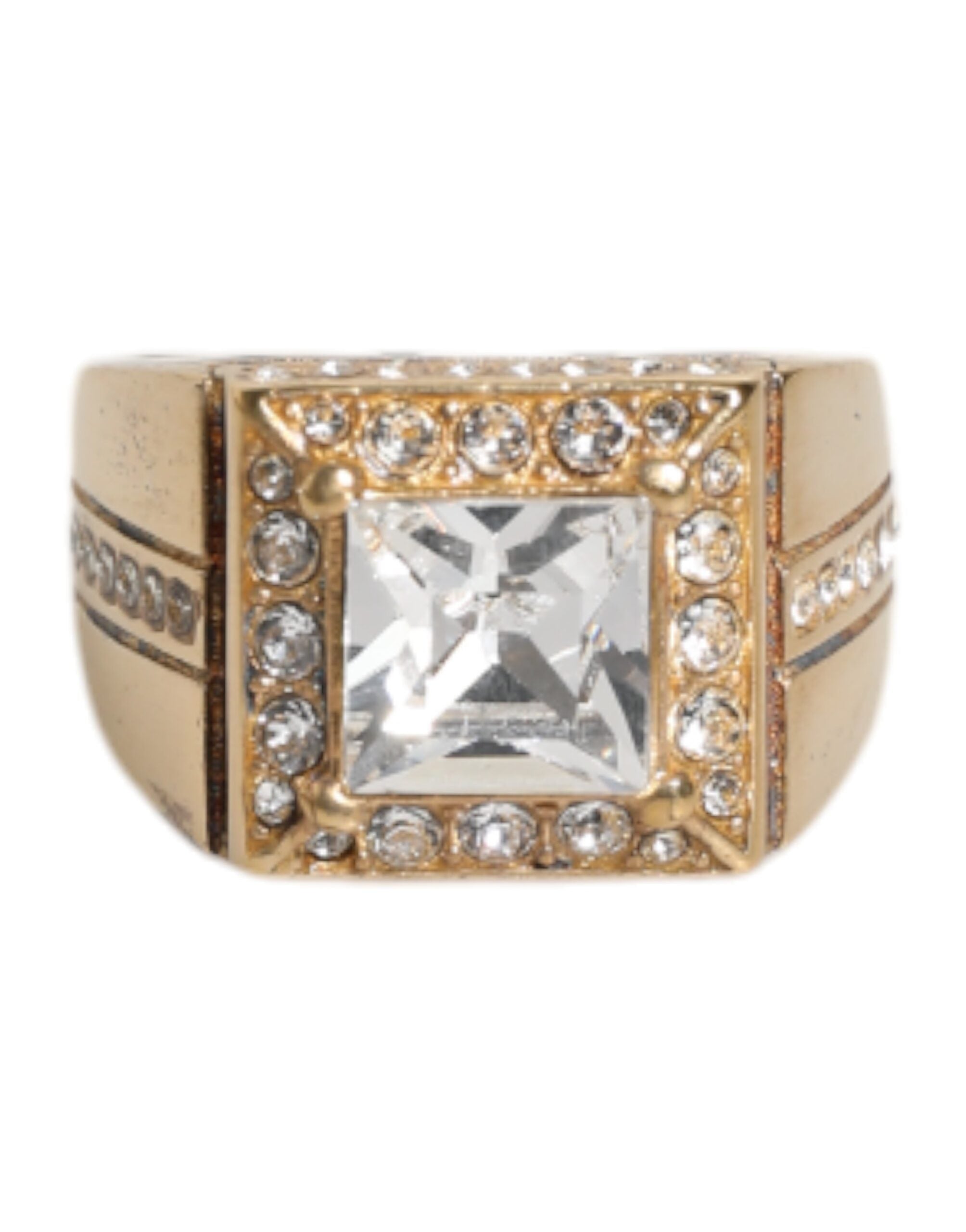 Gold Tone Sterling Silver 925 Crystals Ring - ventzia