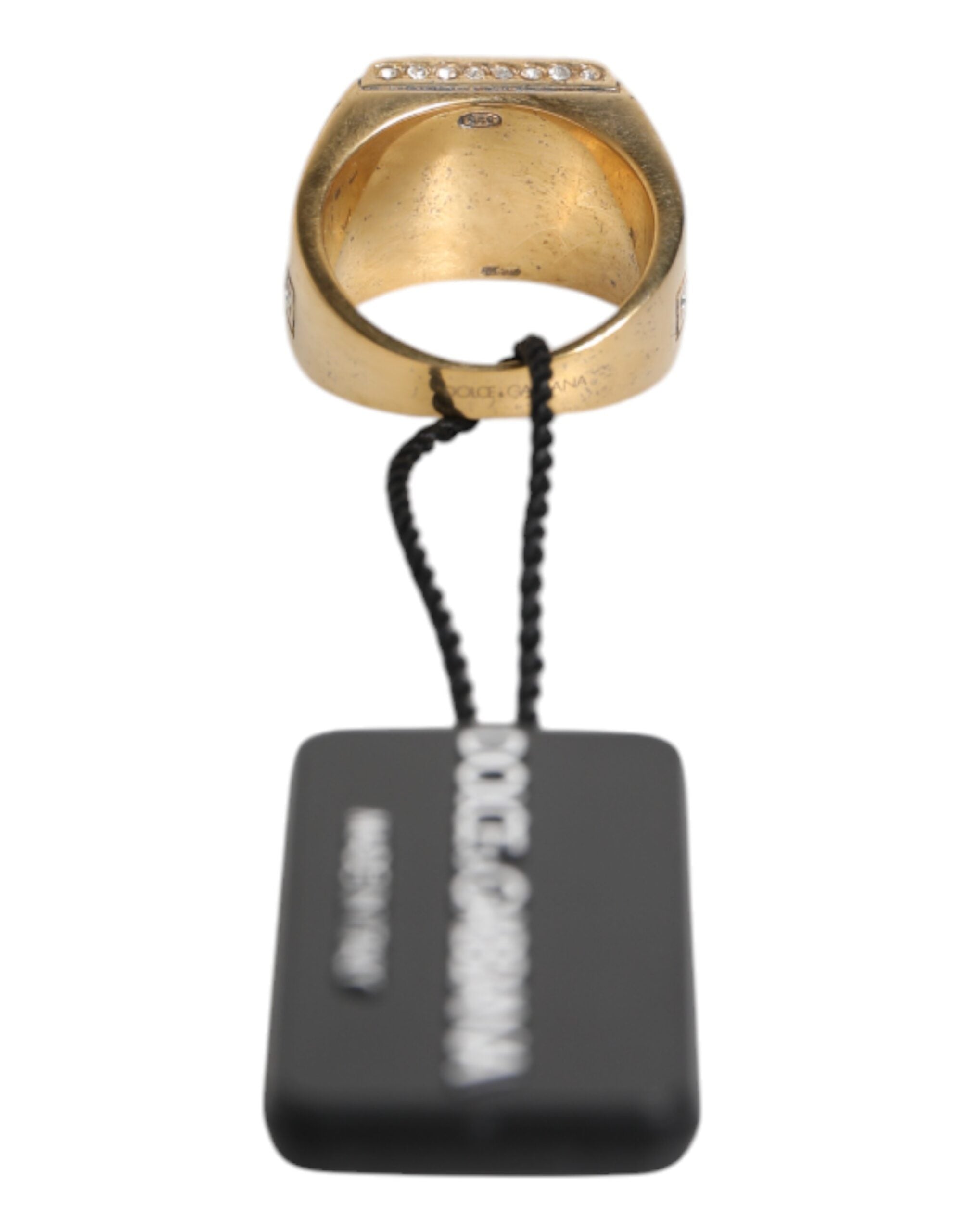 Gold Tone Sterling Silver 925 Crystals Ring - ventzia