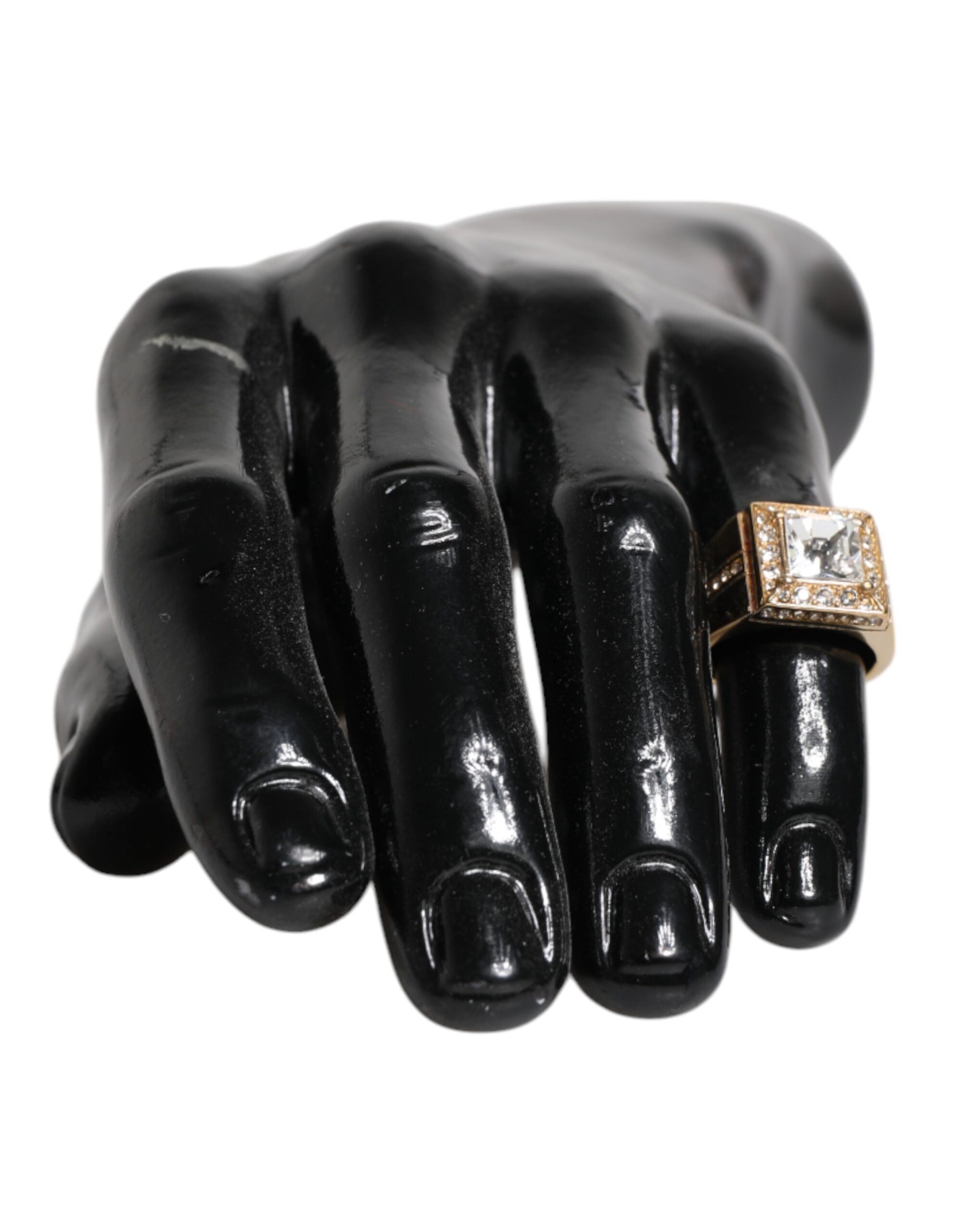 Gold Tone Sterling Silver 925 Crystals Ring - ventzia