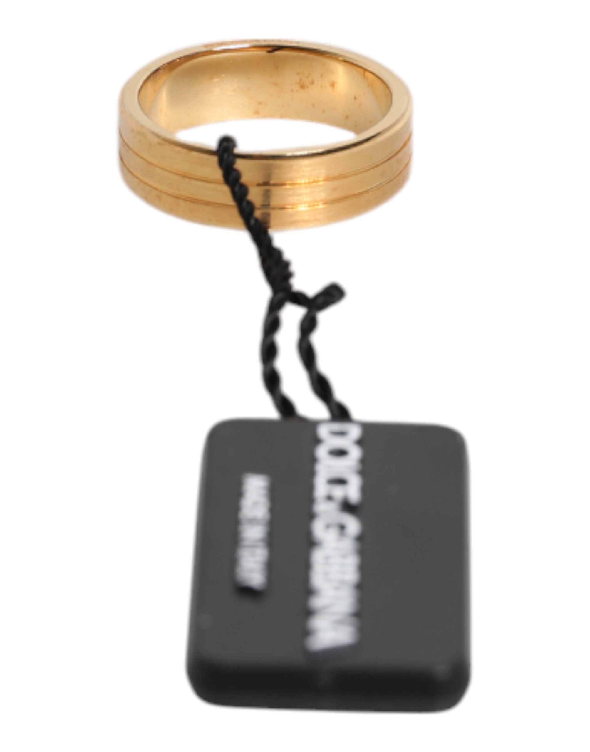 Gold Tone Brass Red Crystal DG Logo Ring - ventzia