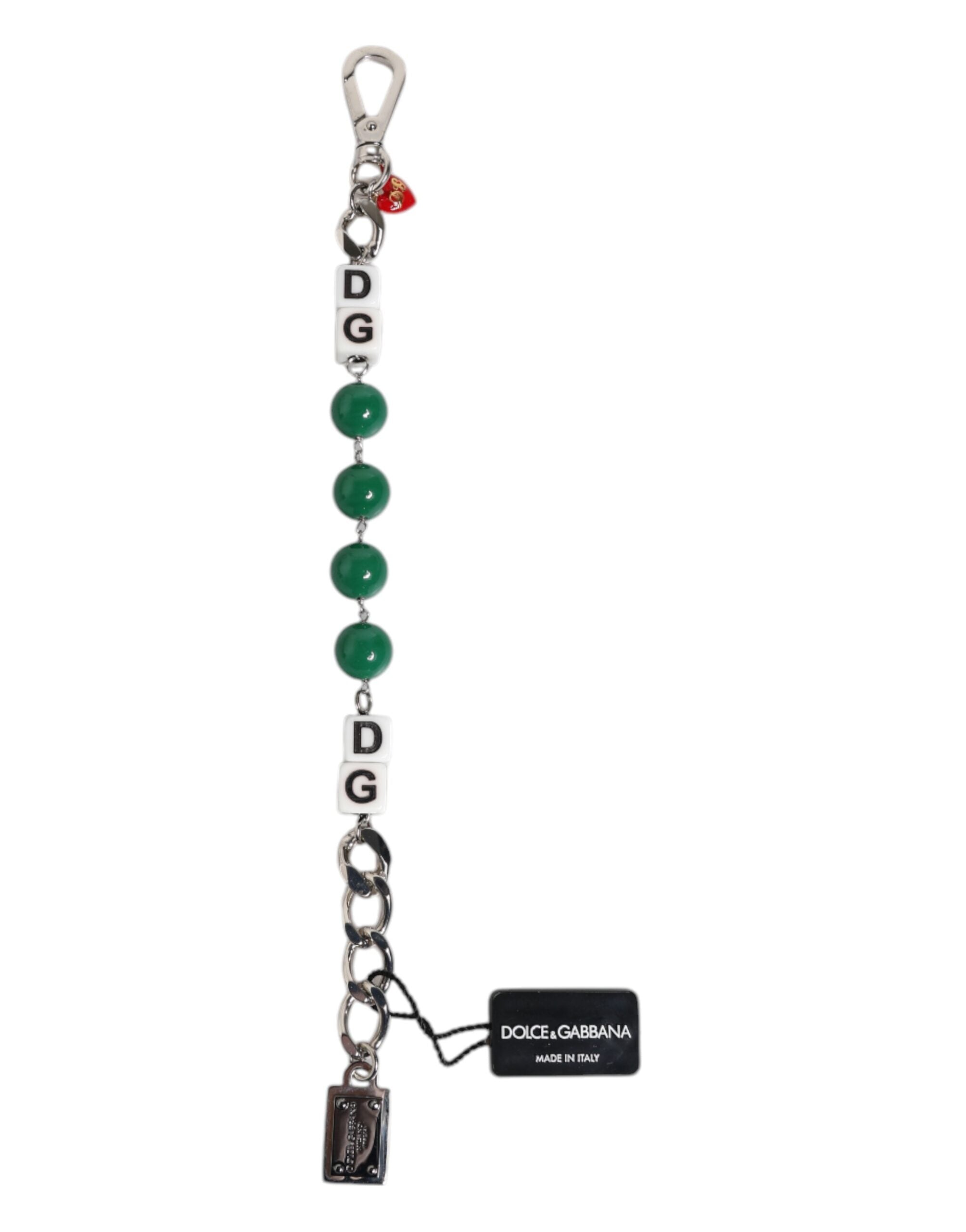 Silver Tone Brass Bead Dice Logo Embellish Charm Bracelet - ventzia