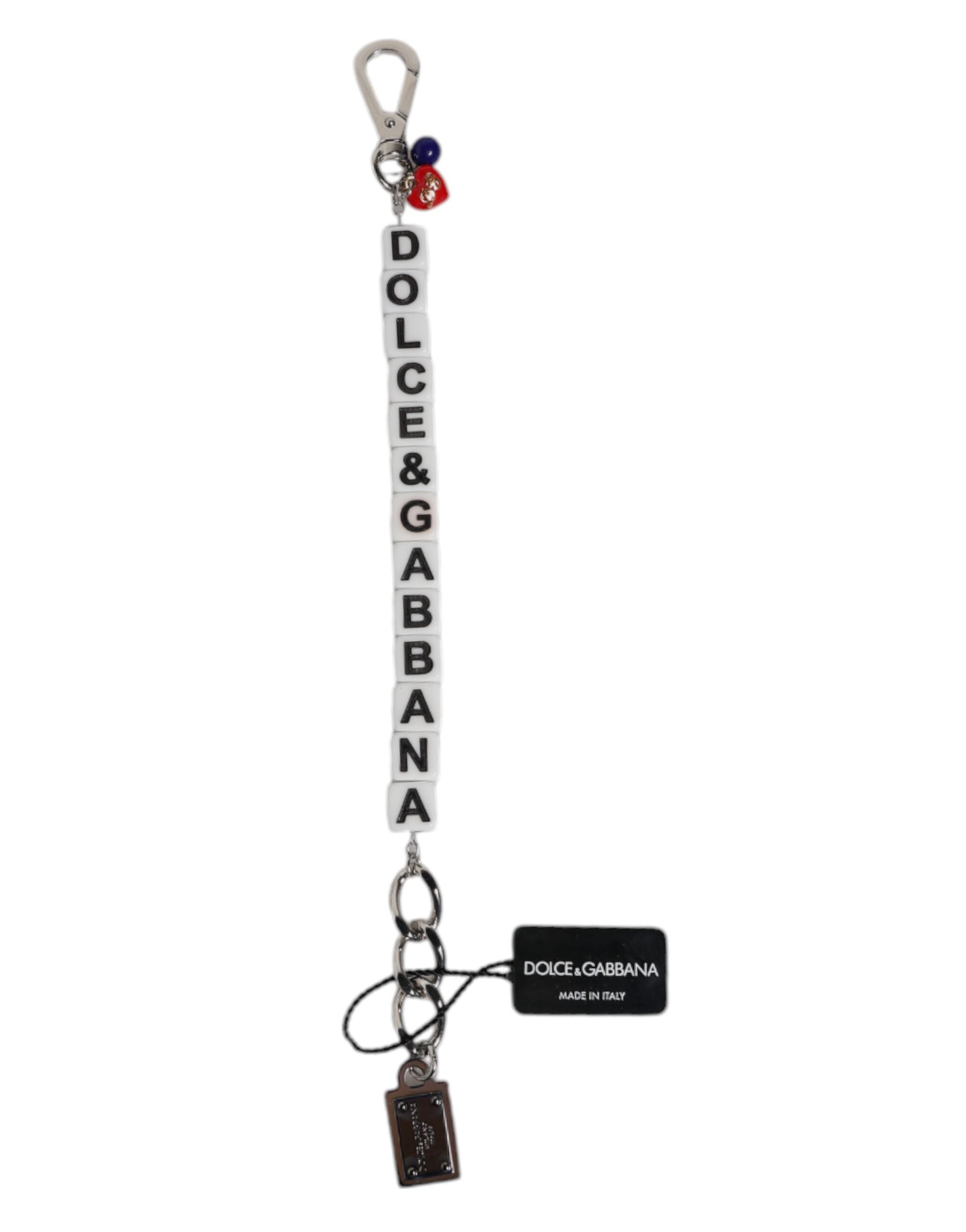 Silver Brass Chain Dice Logo Embellished Charm Bracelet - ventzia