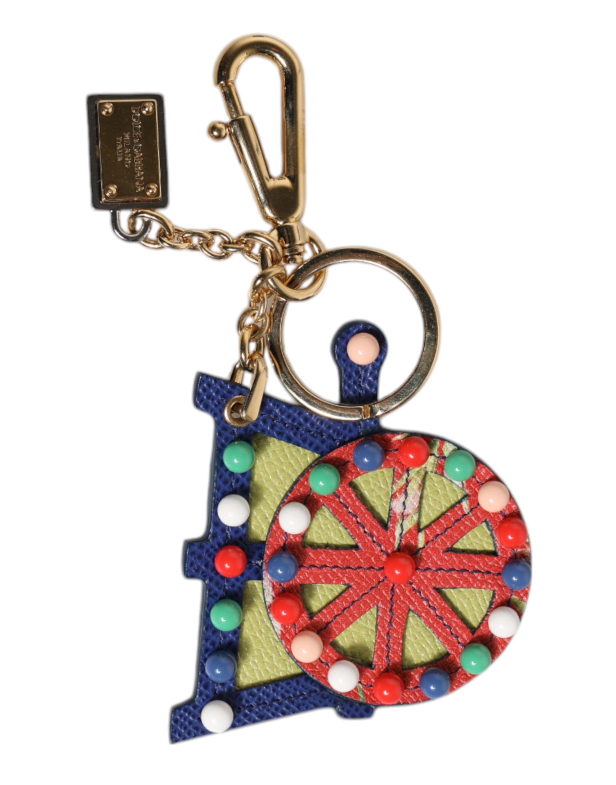 Multicolor Gold Tone Carretto Keychain Keyring - ventzia