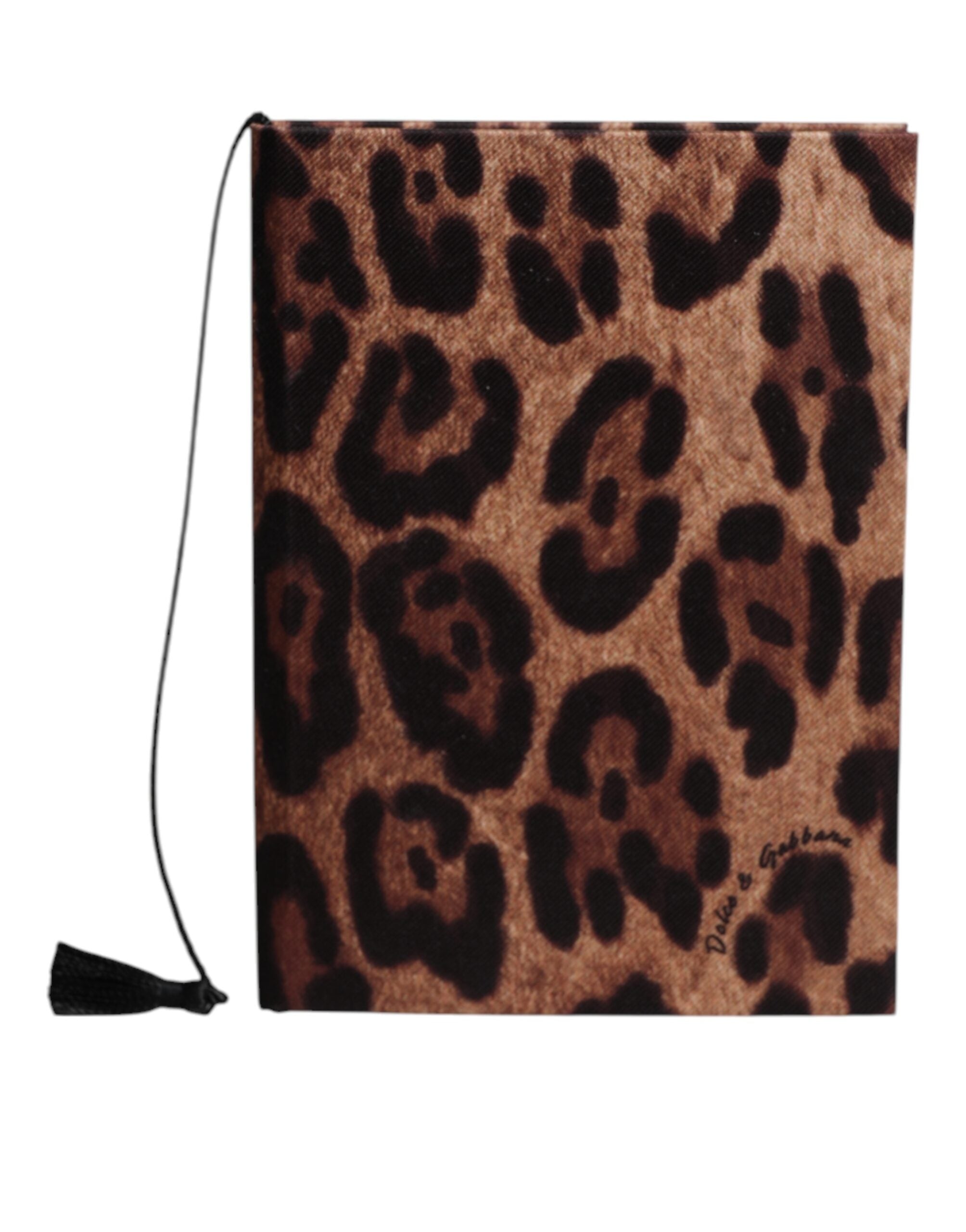 Brown Black Polyester Leopard Logo Print Small Notebook - ventzia