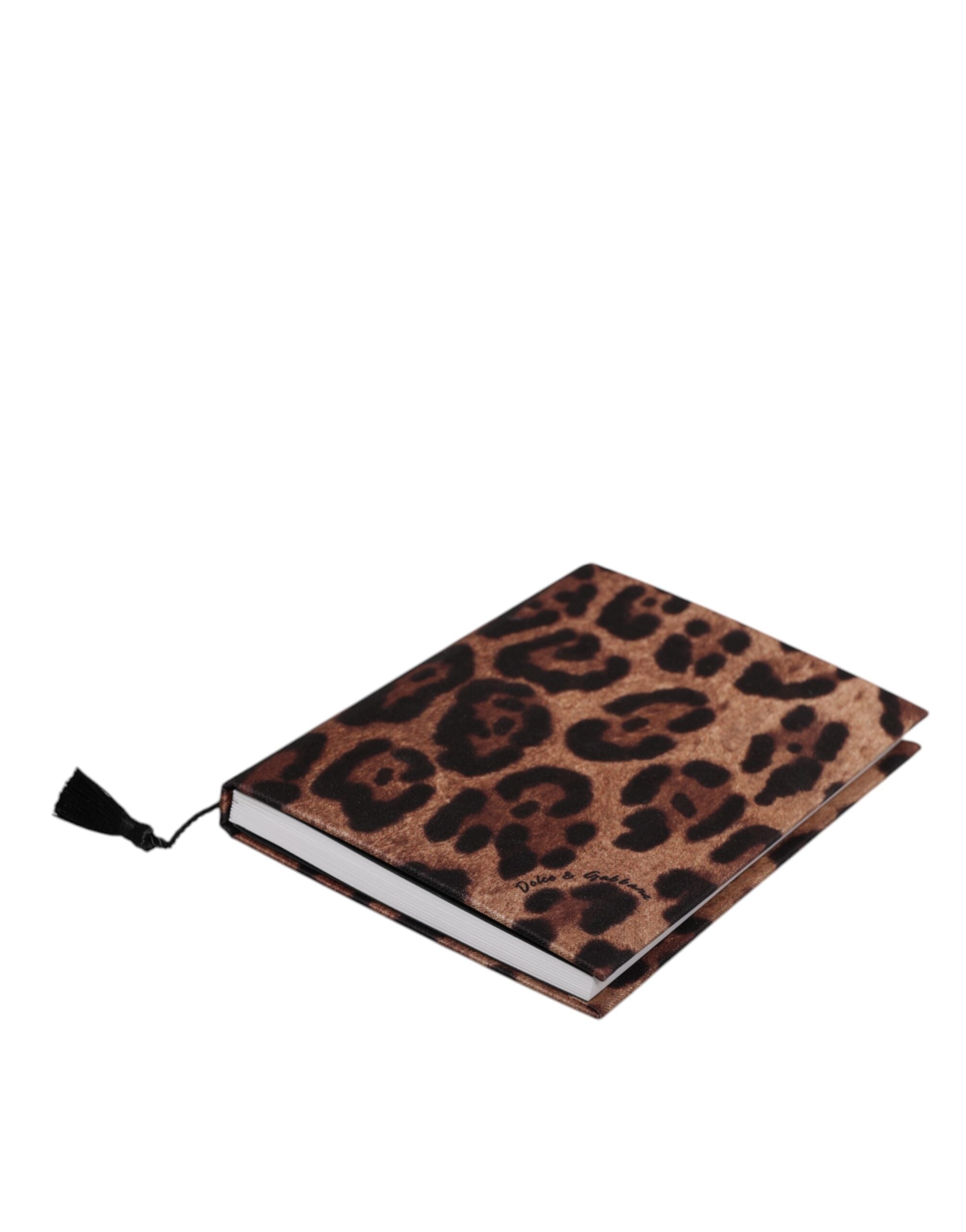 Brown Black Polyester Leopard Logo Print Small Notebook - ventzia