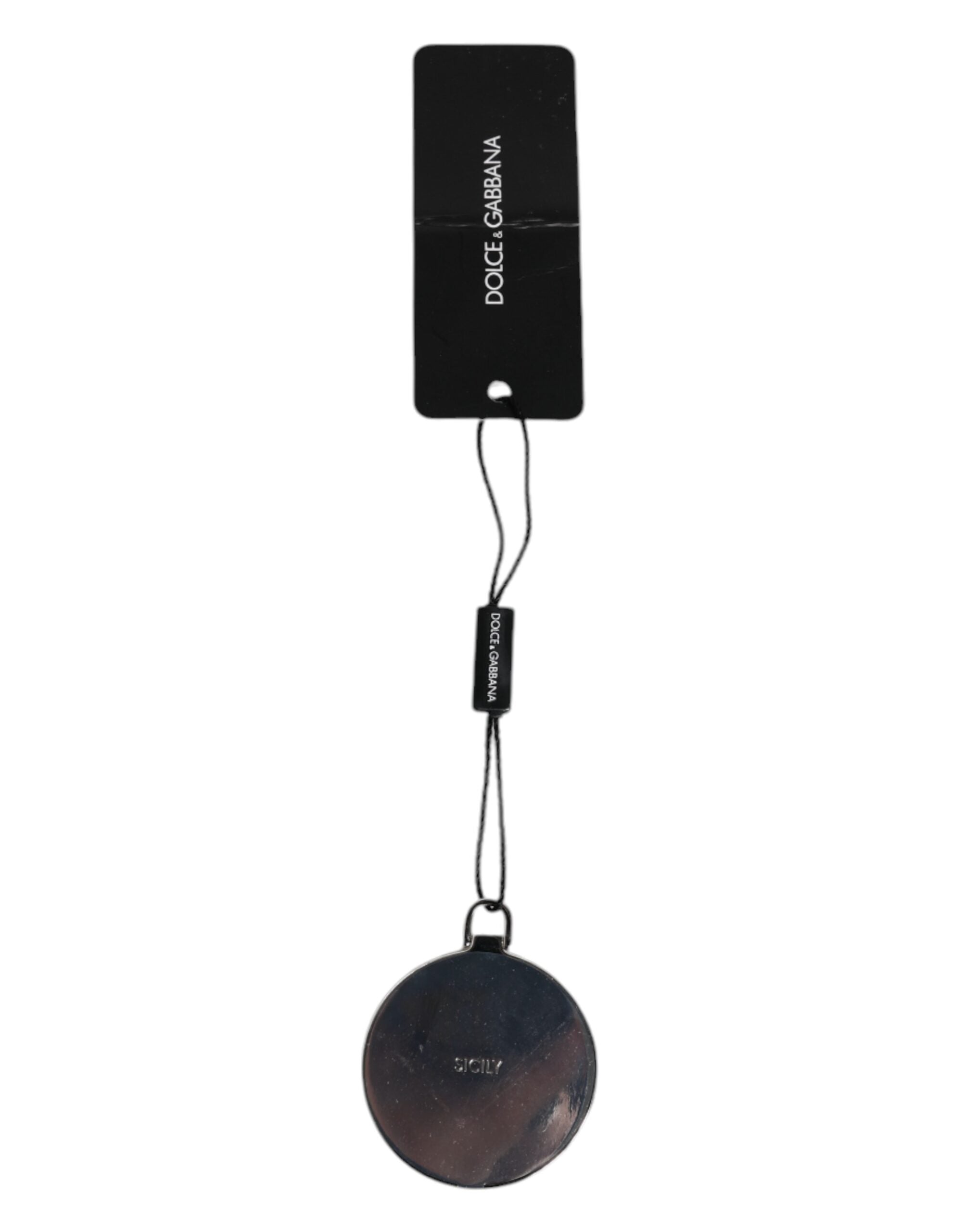 Pink Calfskin Leather Round Logo Hand Mirror Holder - ventzia
