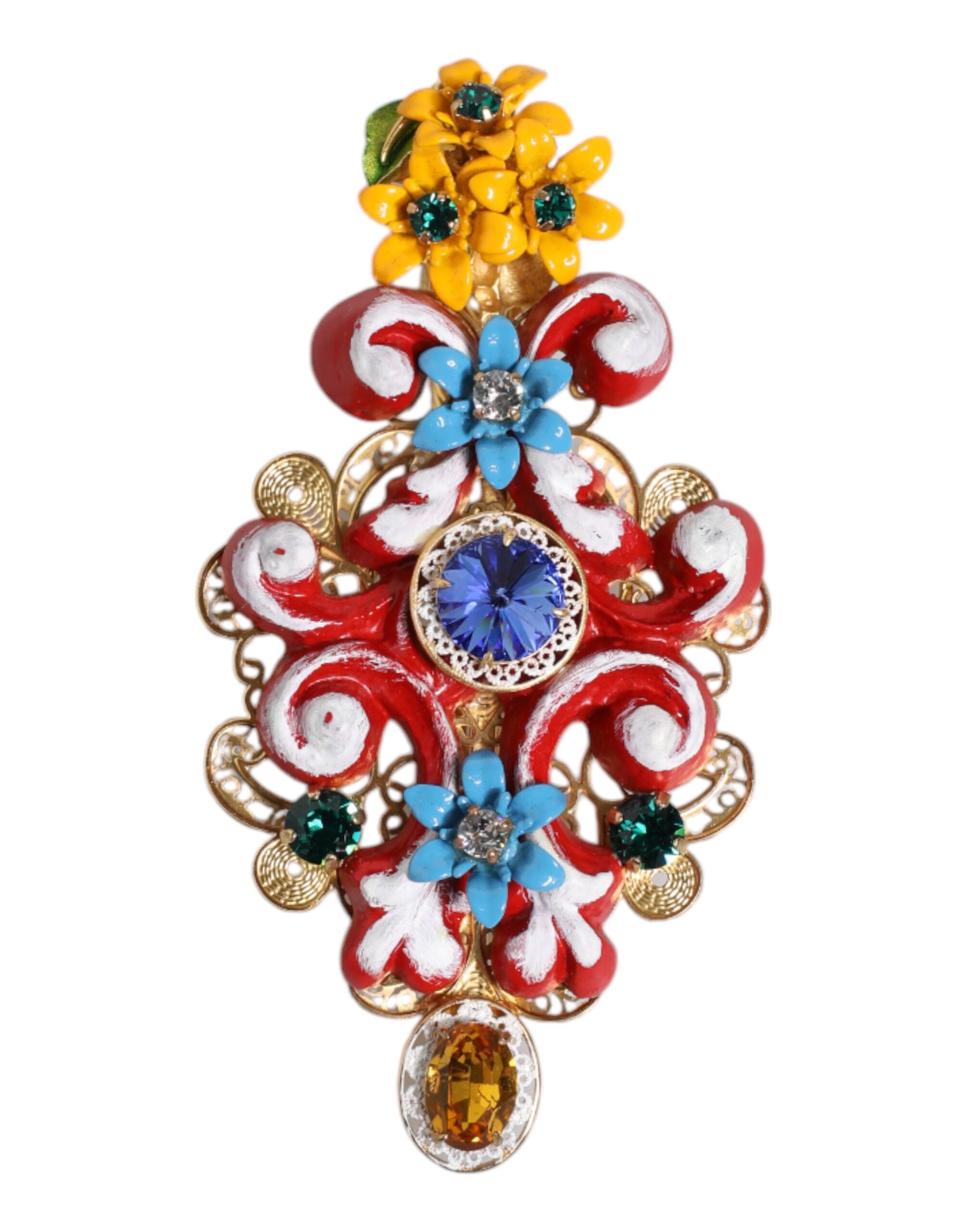 Multicolor Spring CARRETTO Gold Brass Crystal Hair Clip - ventzia