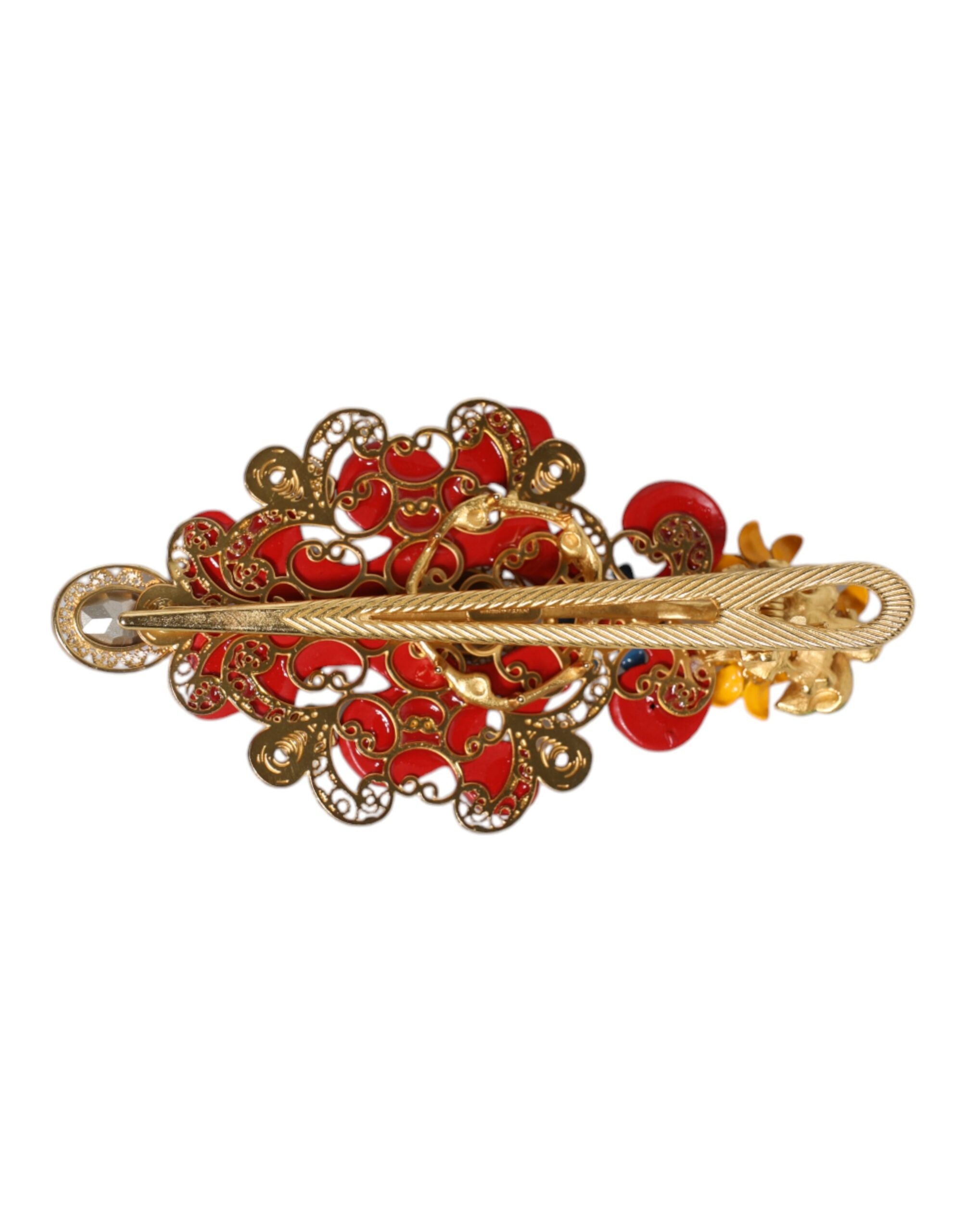 Multicolor Spring CARRETTO Gold Brass Crystal Hair Clip - ventzia