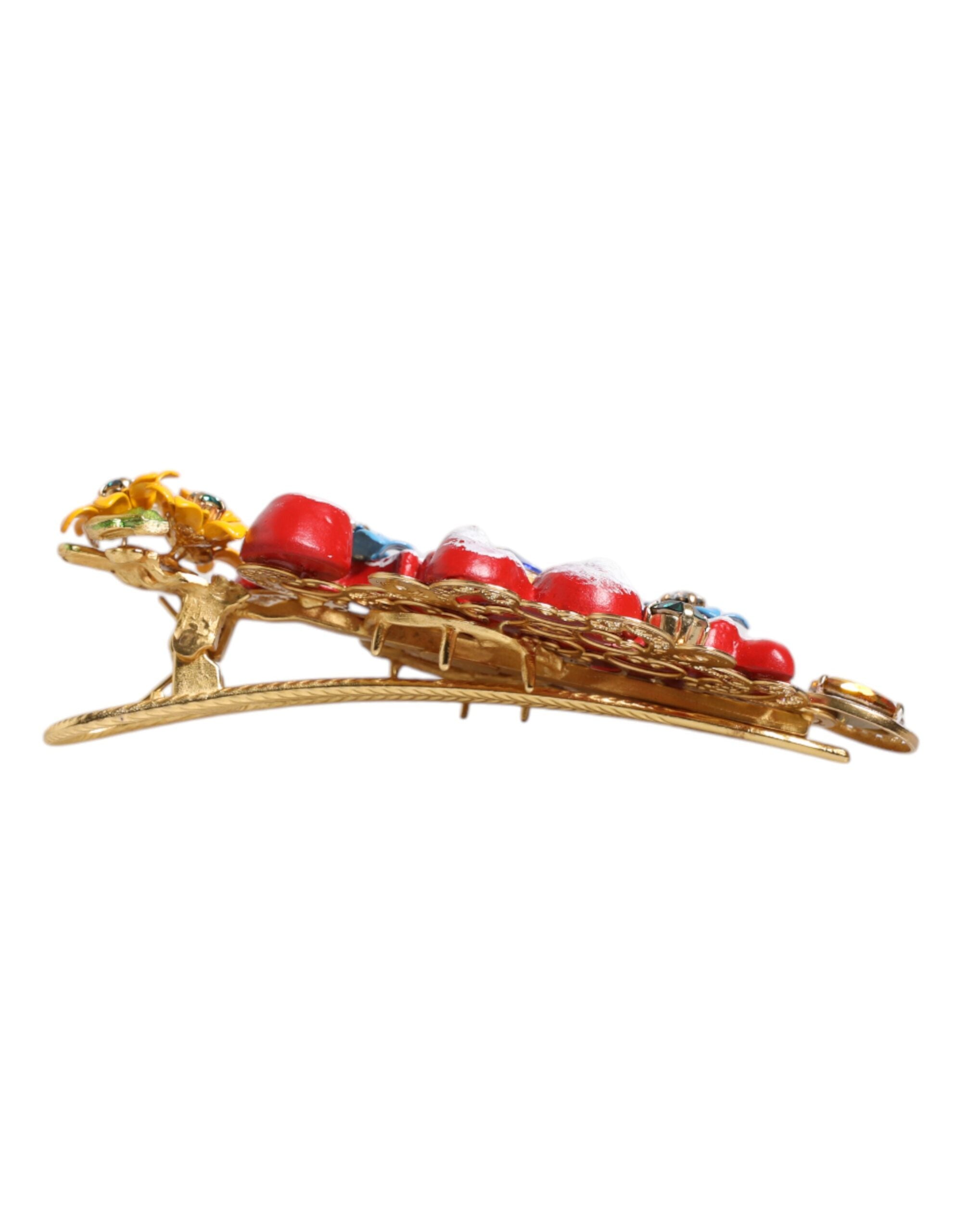 Multicolor Spring CARRETTO Gold Brass Crystal Hair Clip - ventzia