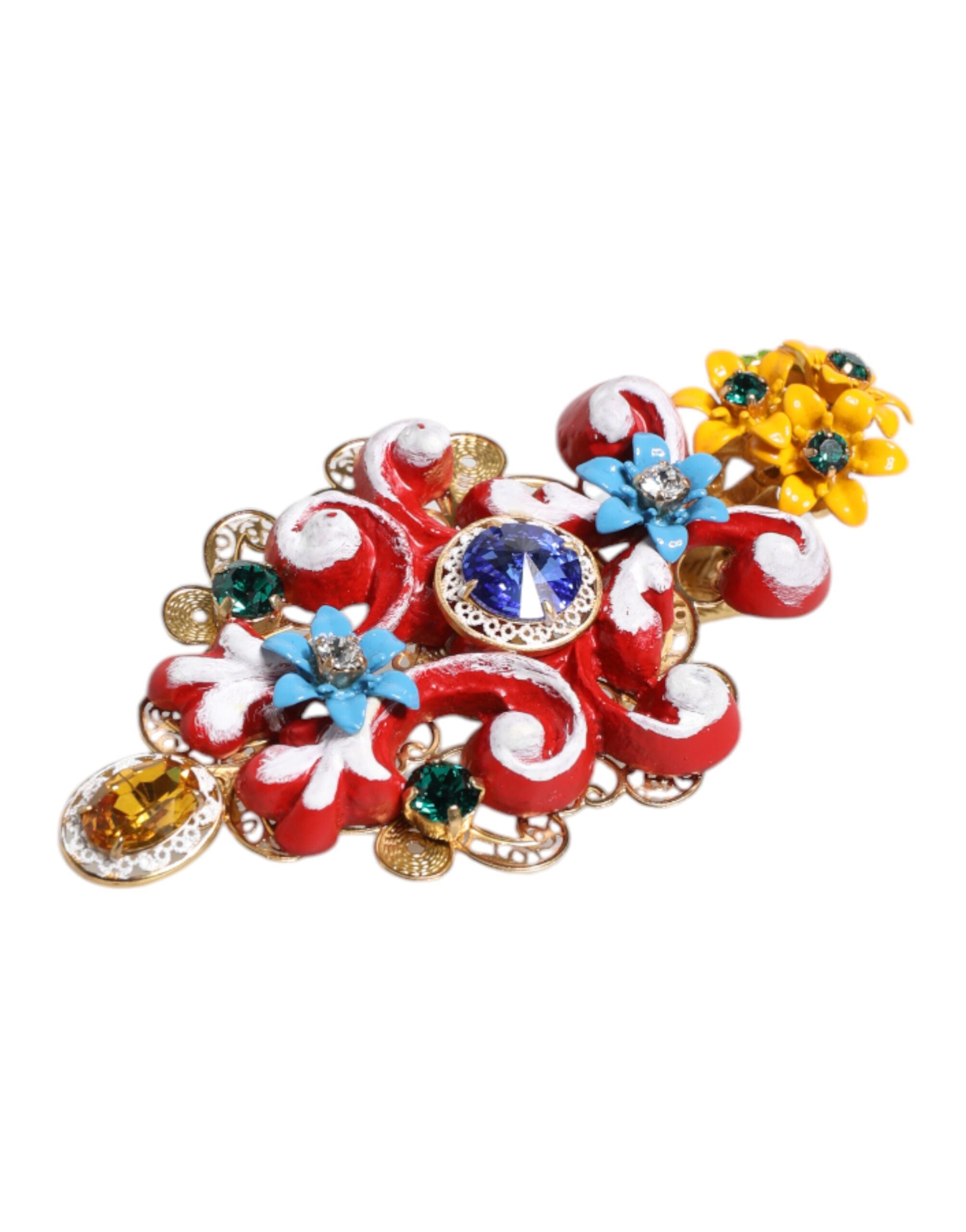 Multicolor Spring CARRETTO Gold Brass Crystal Hair Clip - ventzia
