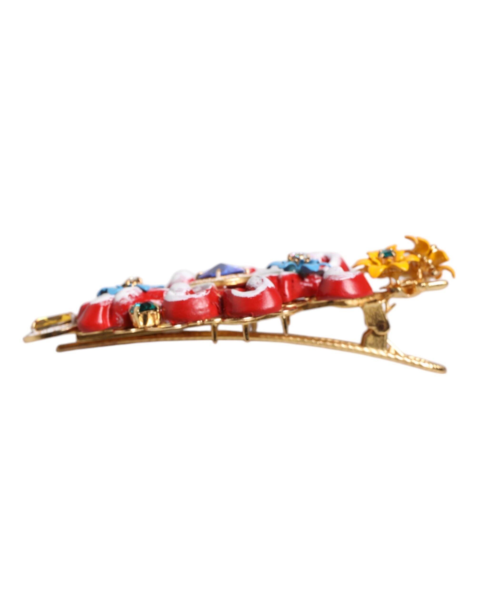 Multicolor Spring CARRETTO Gold Brass Crystal Hair Clip - ventzia