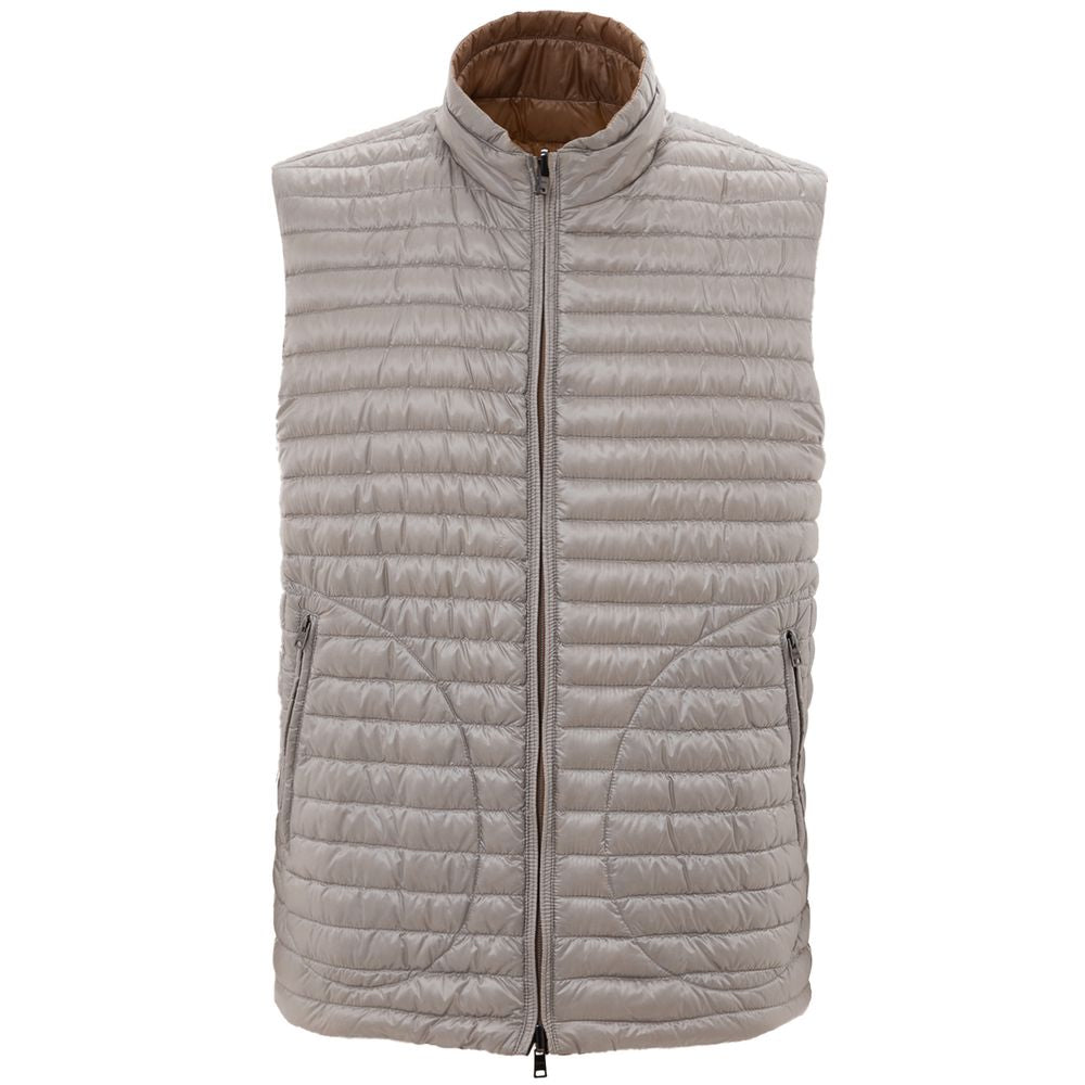 Brown Polyamide Sleveless Jacket - ventzia