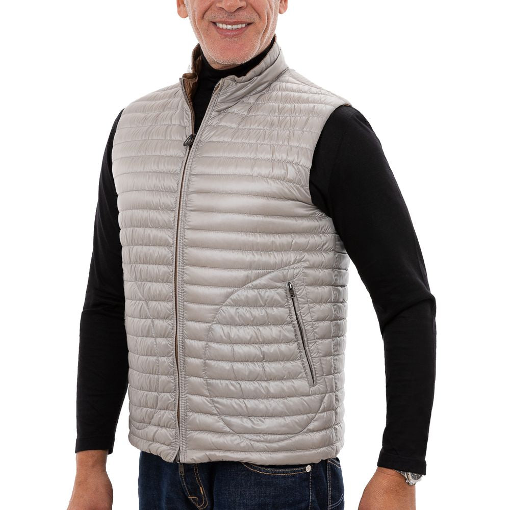 Brown Polyamide Sleveless Jacket - ventzia