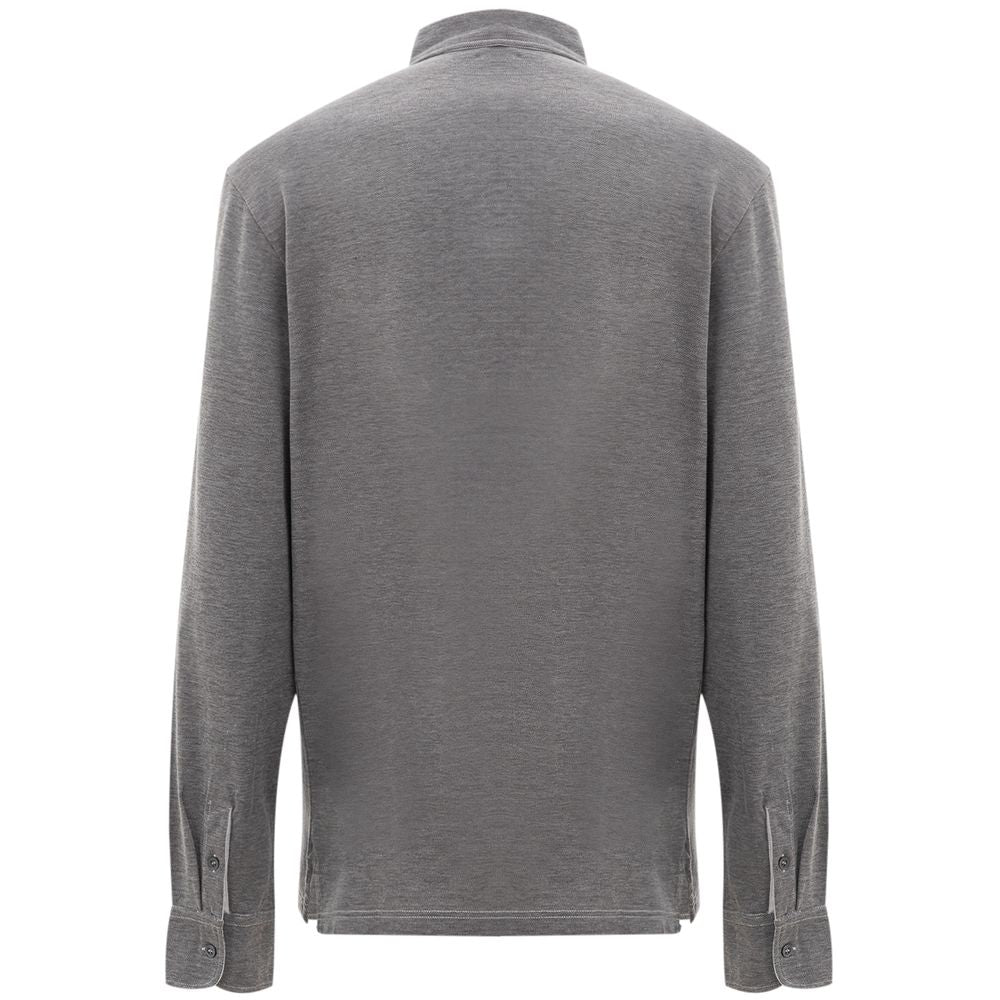 Gray Cotton Polo Shirt - ventzia