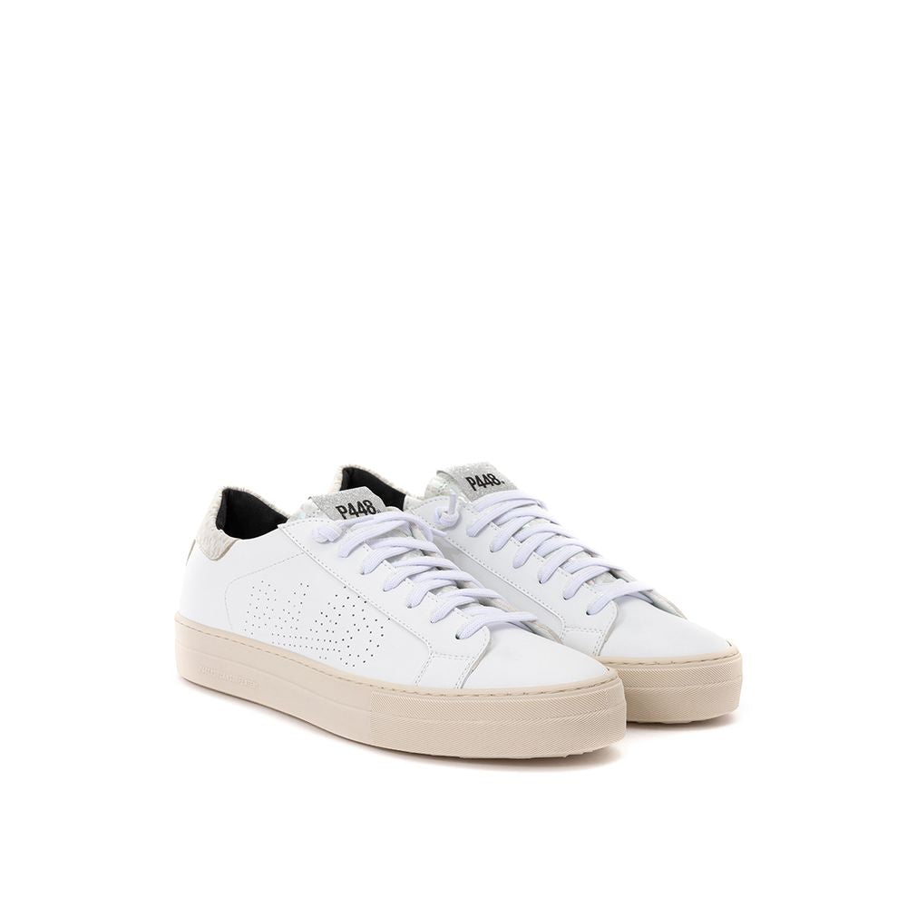 White Leather Sneakers Elegant Casual Footwear - ventzia