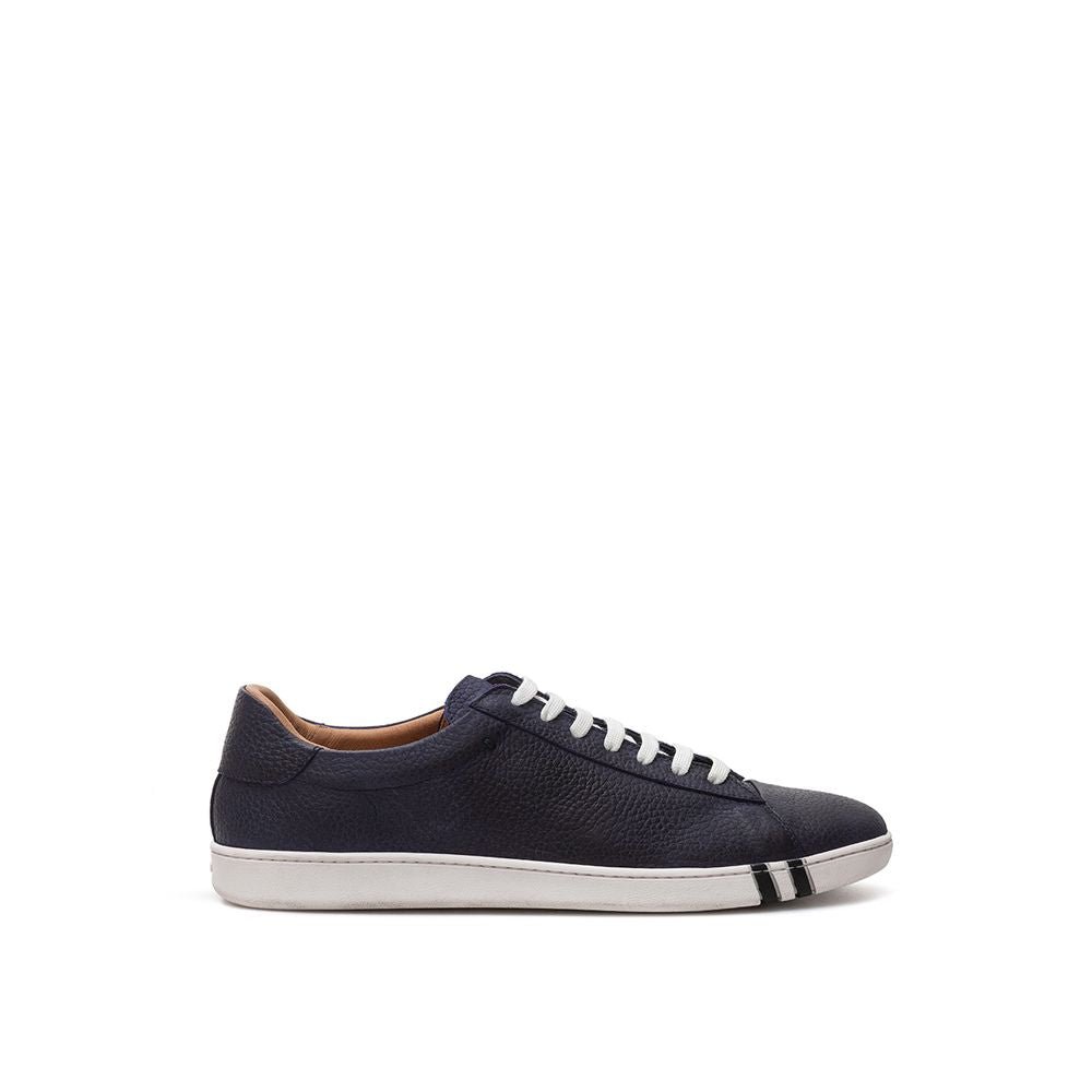 Elegant Blue Leather Sneakers For Men - ventzia