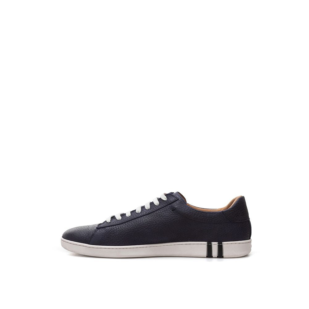 Elegant Blue Leather Sneakers For Men - ventzia