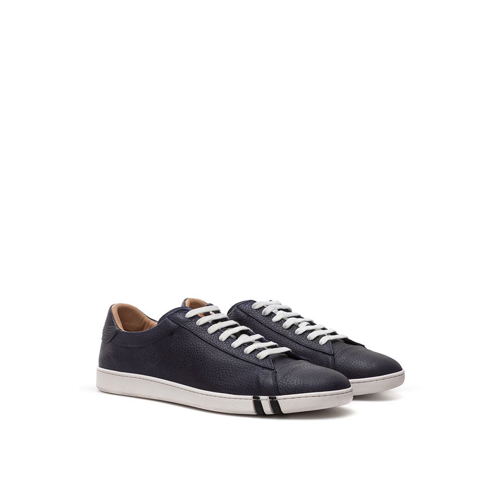 Elegant Blue Leather Sneakers For Men - ventzia