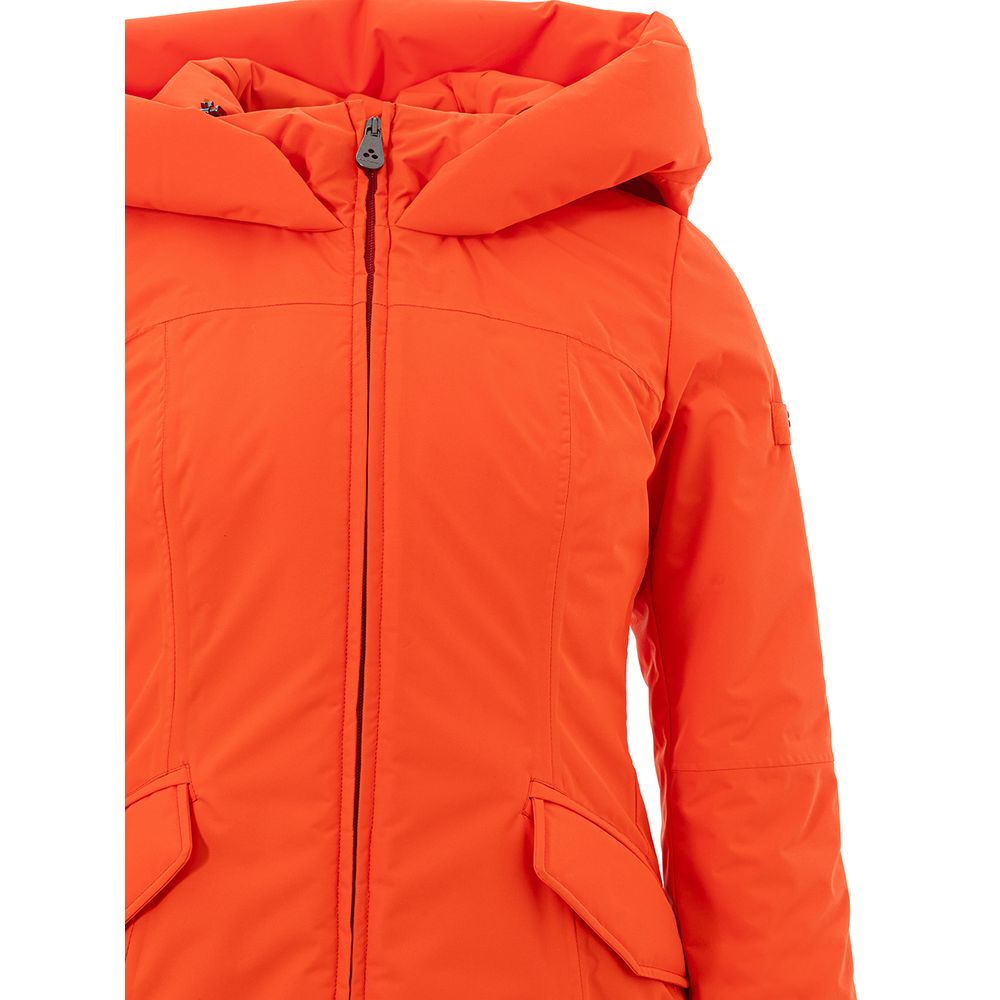 Elegant Orange Polyester Jacket for Women - ventzia