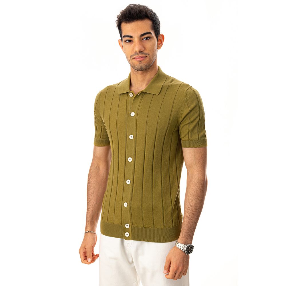 Elegant Green Cotton T-Shirt for Men - ventzia