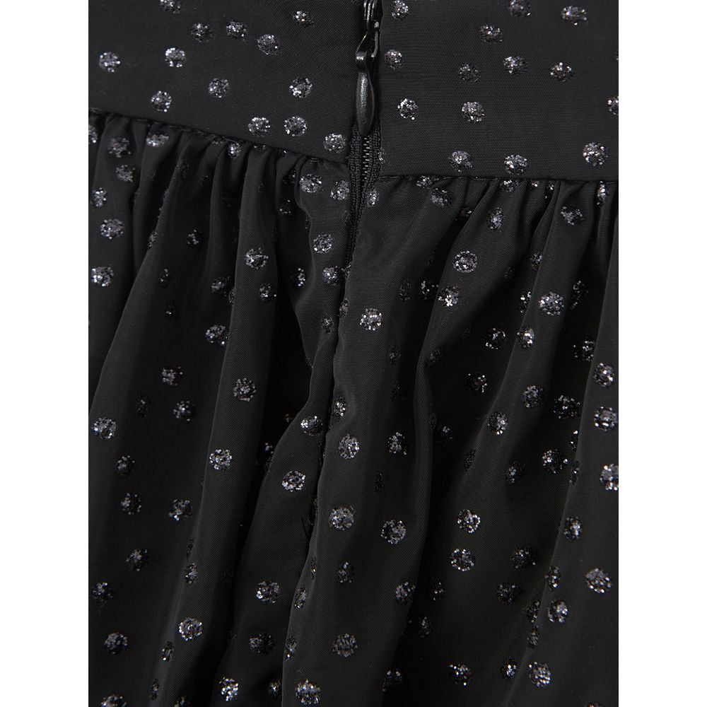 Elegant Black Polyethylene Midi Skirt - ventzia