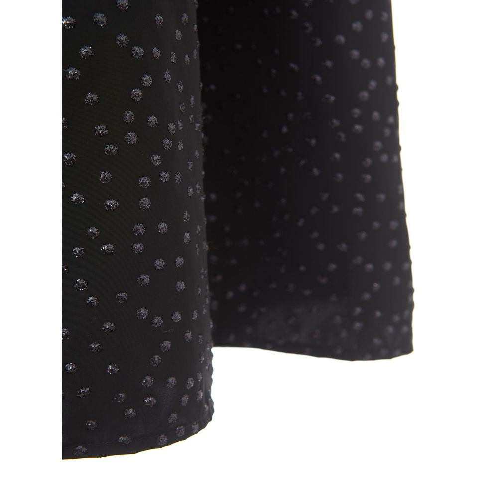 Elegant Black Polyethylene Midi Skirt - ventzia