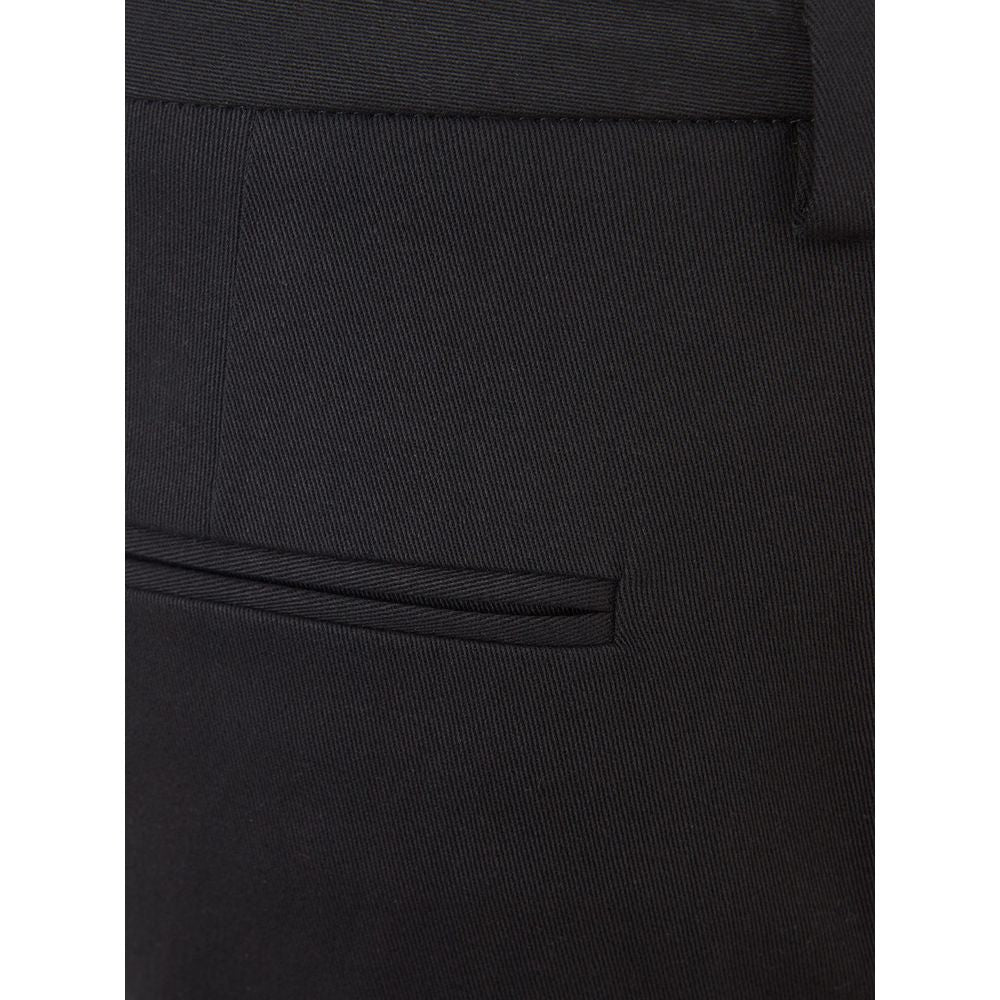 Italian Elegance Cotton Black Trousers - ventzia