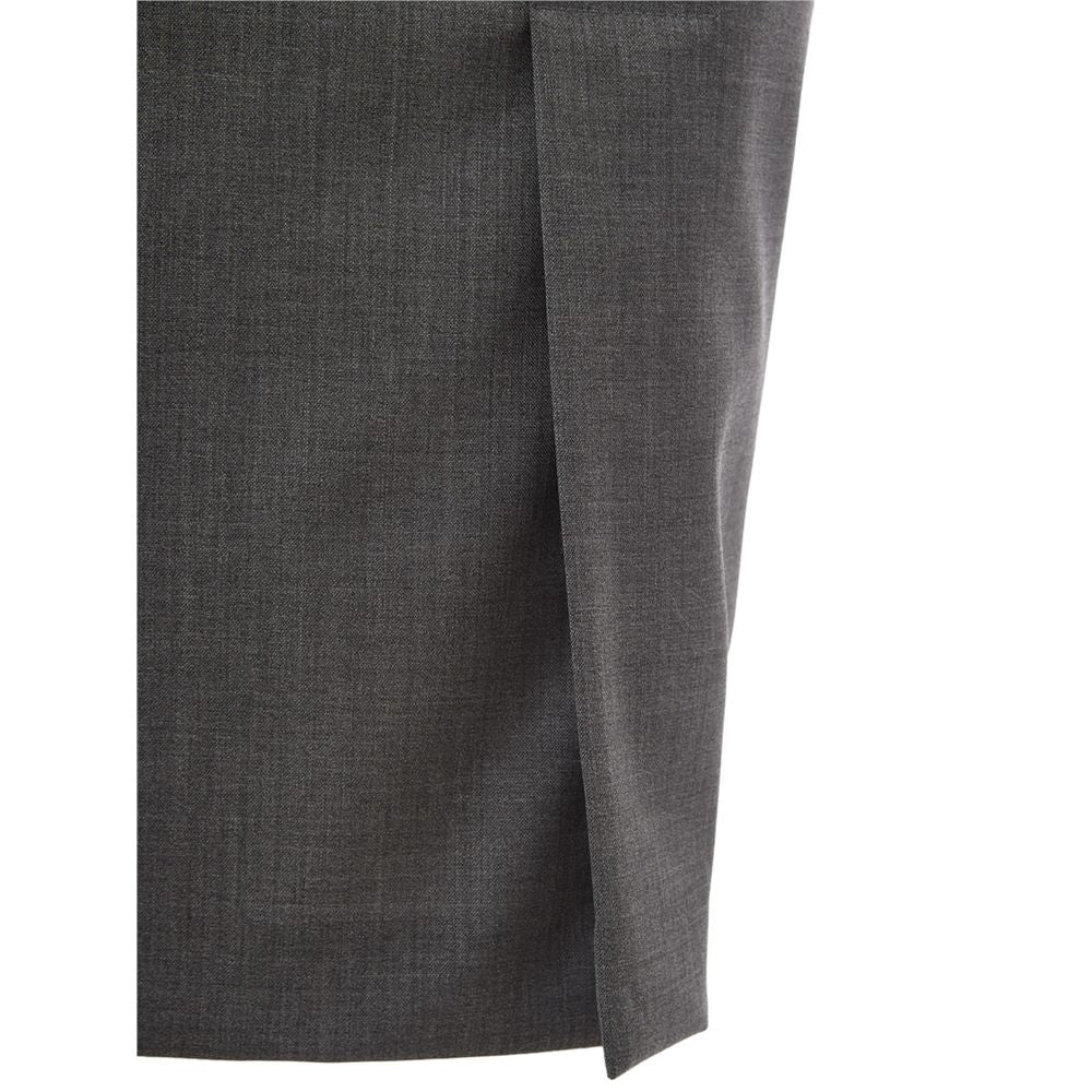 Chic Gray Wool Pencil Skirt - ventzia