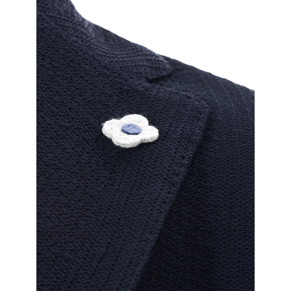 Blue Cotton Blazer - ventzia