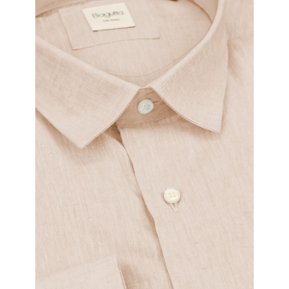 Beige Linen Men Shirt - ventzia