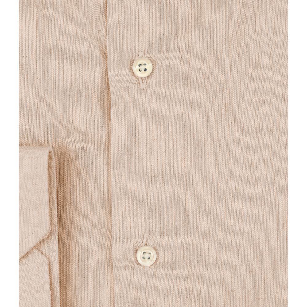 Beige Linen Men Shirt - ventzia