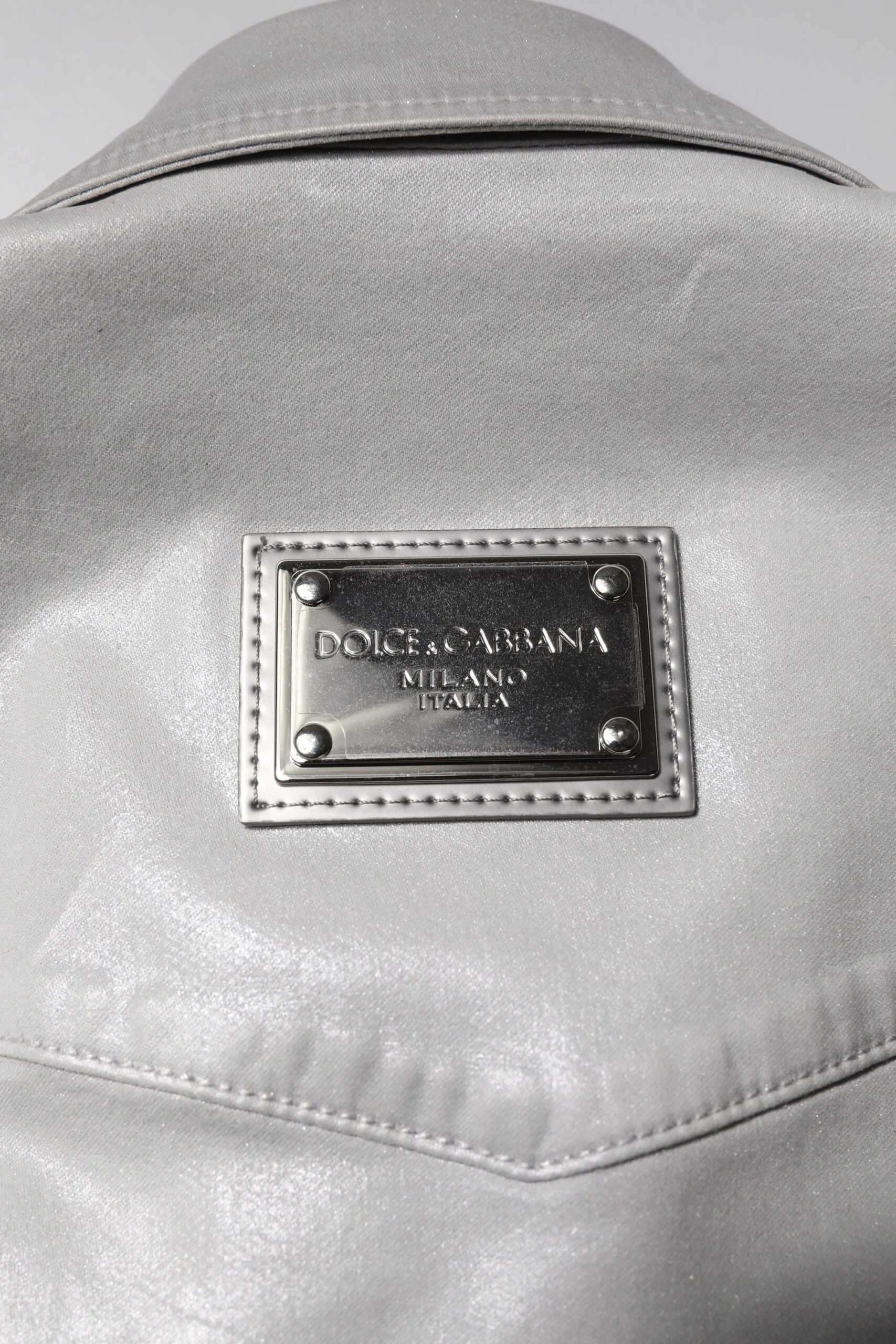 Metallic Gray Cotton Button Down Shirt - ventzia