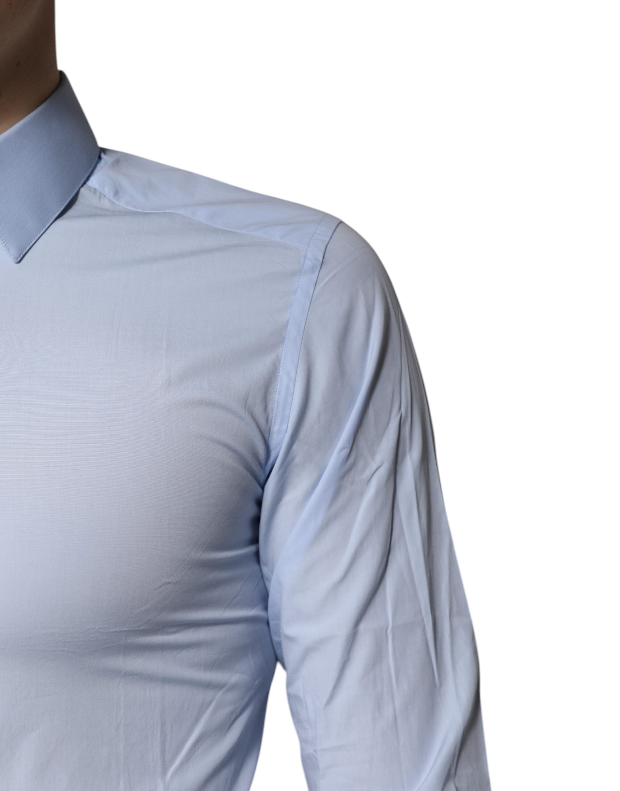 Light Blue Cotton GOLD Dress Formal Shirt - ventzia