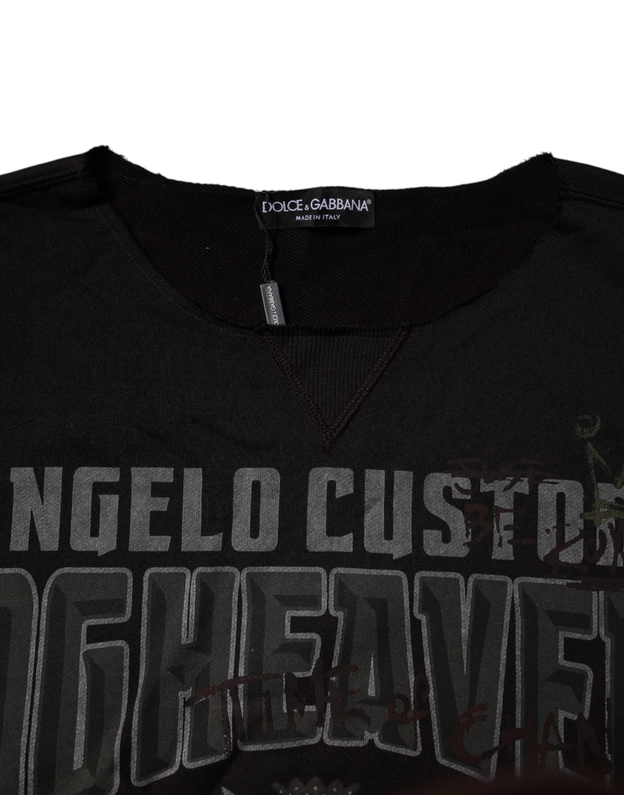 Black DG Heaven Crew Neck Pullover Sweater - ventzia